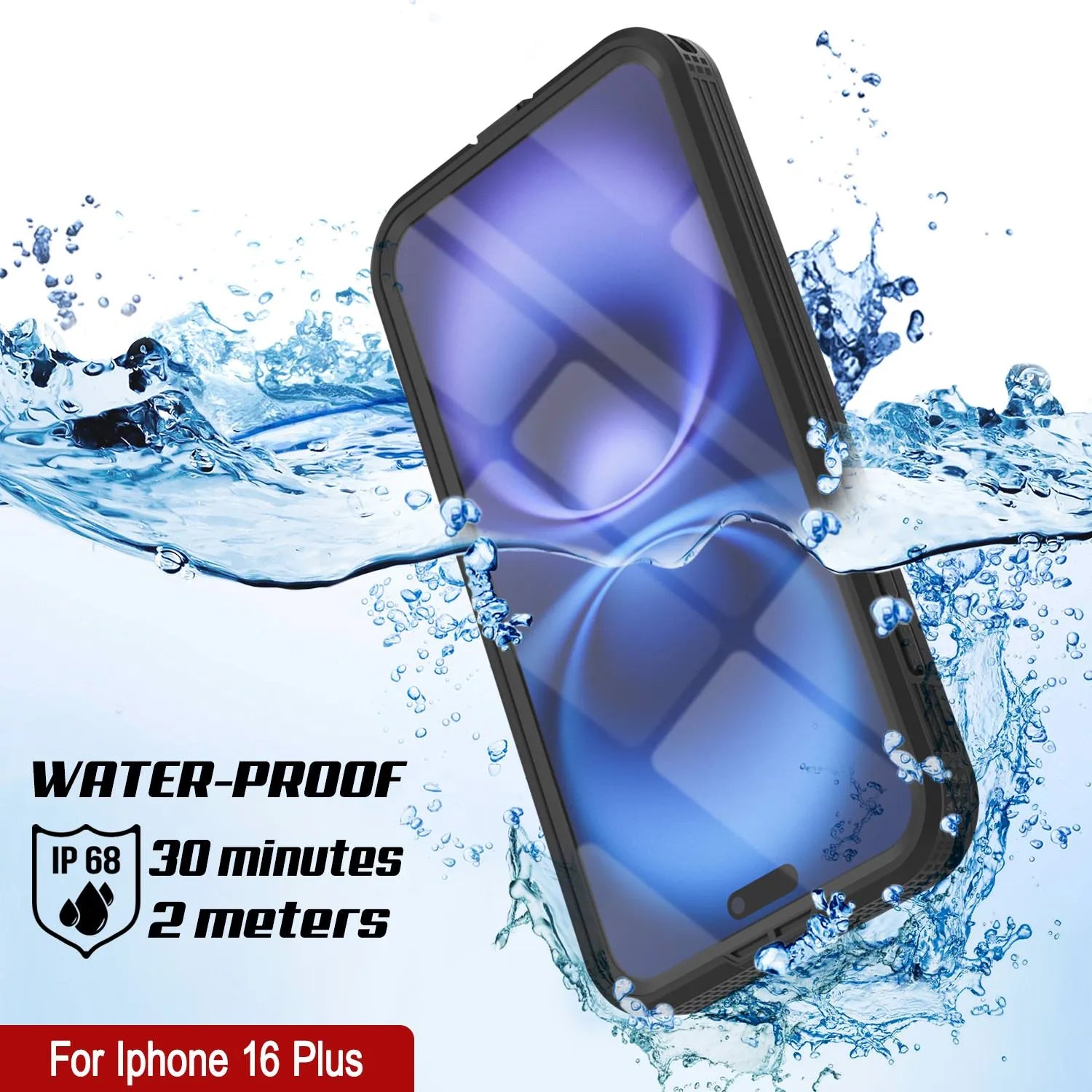 iPhone 16 Plus Waterproof Case [Alpine 2.0 Series] [Slim Fit] [IP68 Certified] [Shockproof] [Black]