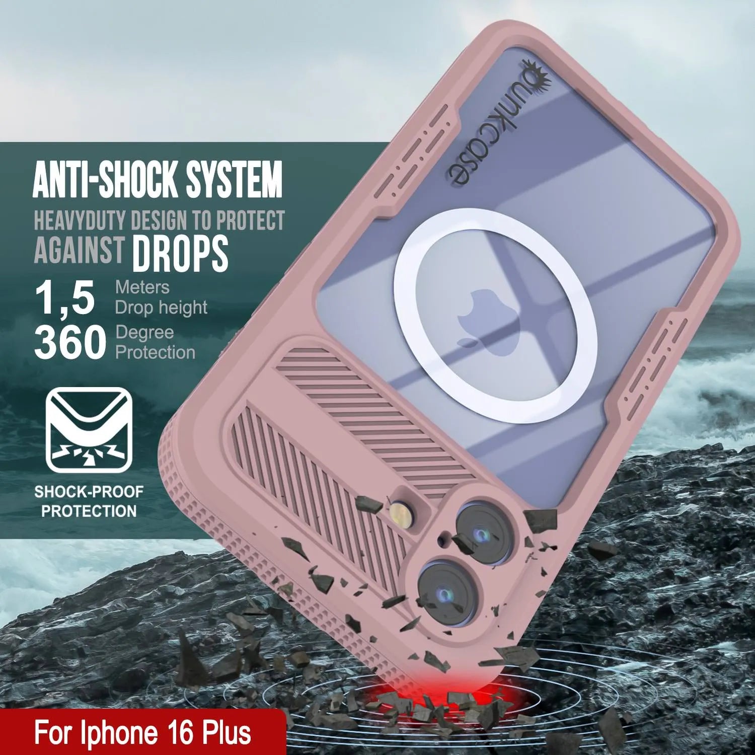 iPhone 16 Plus Waterproof Case [Alpine 2.0 Series] [Slim Fit] [IP68 Certified] [Shockproof] [Pink]