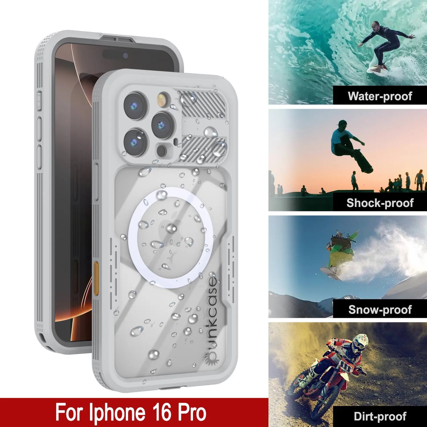 iPhone 16 Pro Waterproof Case [Alpine 2.0 Series] [Slim Fit] [IP68 Certified] [Shockproof] [White]