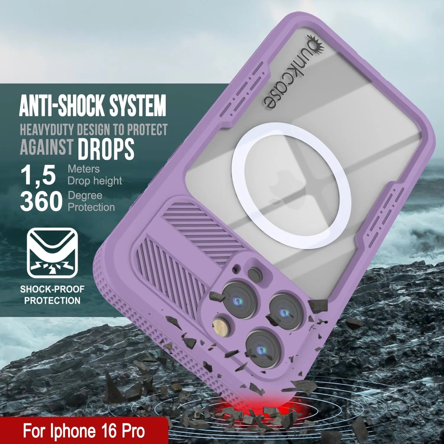 iPhone 16 Pro Waterproof Case [Alpine 2.0 Series] [Slim Fit] [IP68 Certified] [Shockproof] [Lilac]