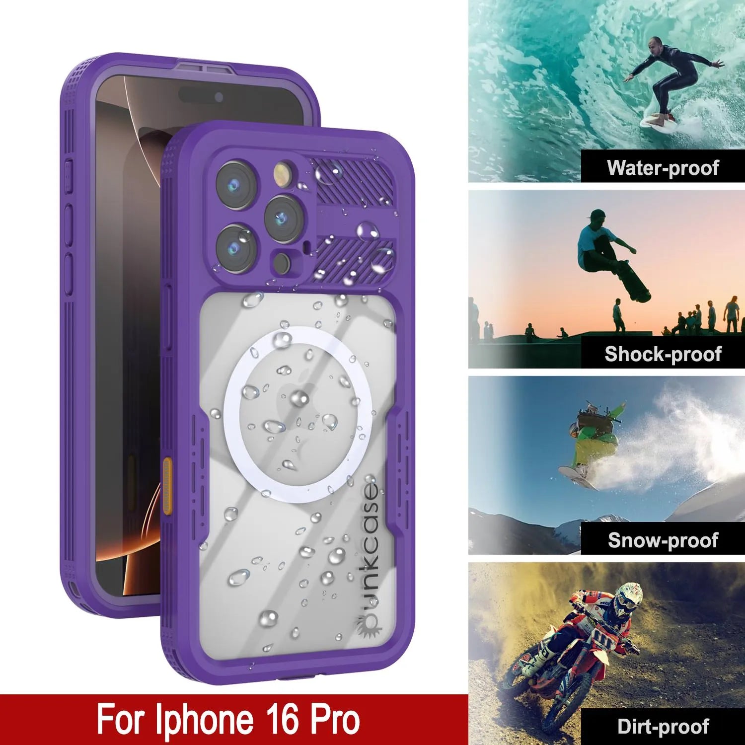 iPhone 16 Pro Waterproof Case [Alpine 2.0 Series] [Slim Fit] [IP68 Certified] [Shockproof] [Purple]