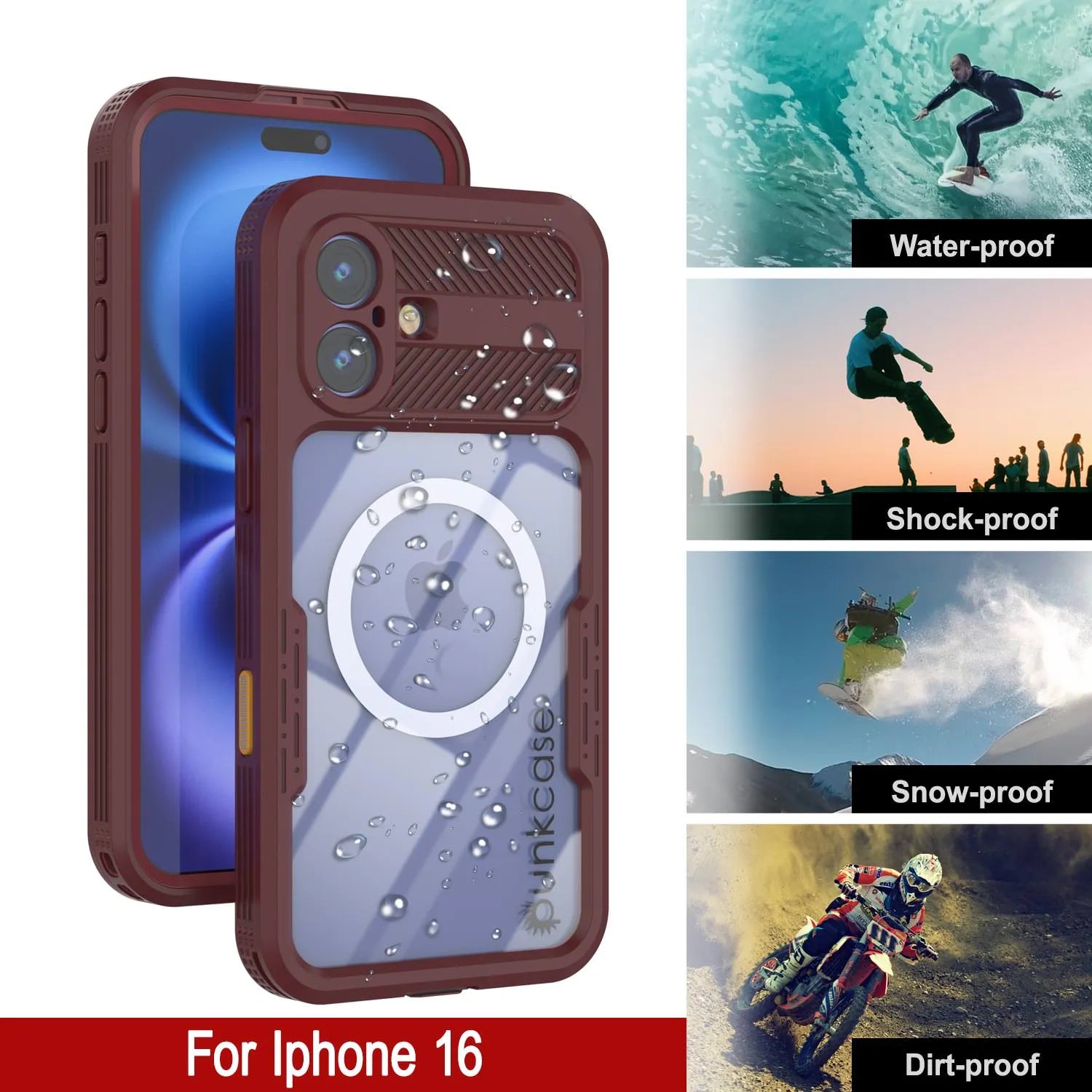 iPhone 16 Waterproof Case [Alpine 2.0 Series] [Slim Fit] [IP68 Certified] [Shockproof] [Rose]