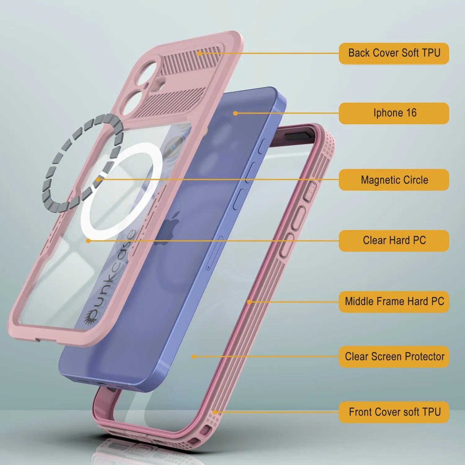 iPhone 16 Waterproof Case [Alpine 2.0 Series] [Slim Fit] [IP68 Certified] [Shockproof] [Pink]