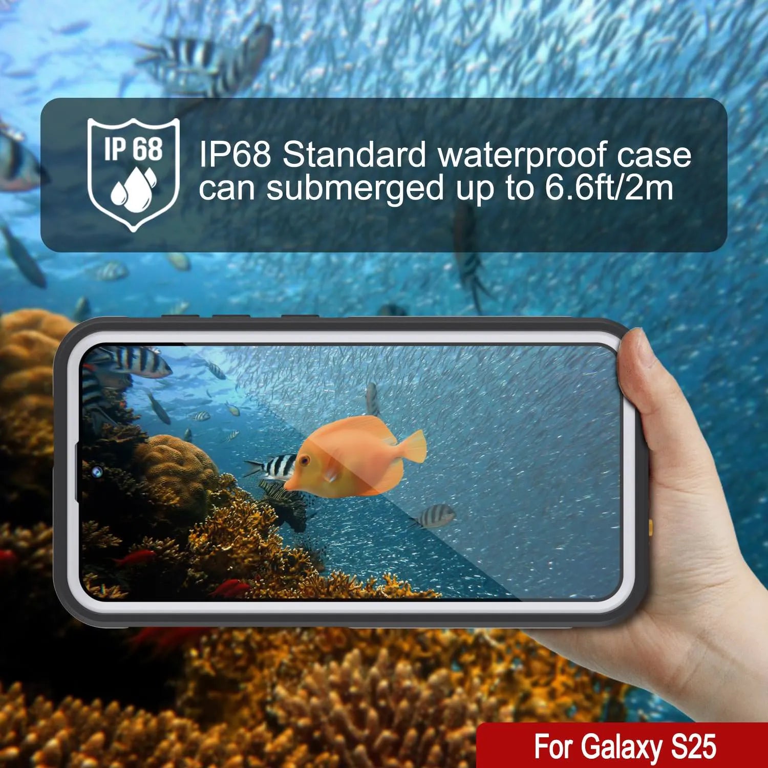 Galaxy S25 Waterproof Case [Kickstud 2.0 Series] Protective IP68 Cover W/Screen Protector & Kickstand [White]