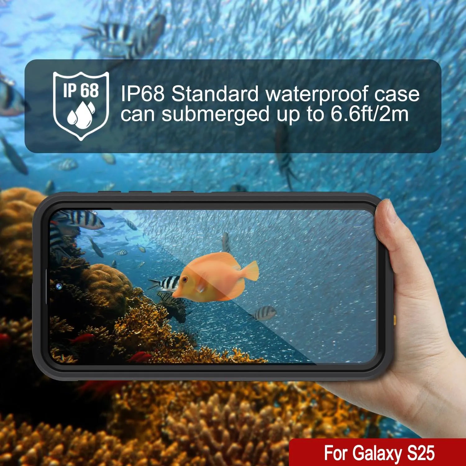 Galaxy S25 Waterproof Case [Kickstud 2.0 Series] Protective IP68 Cover W/Screen Protector & Kickstand [Black]