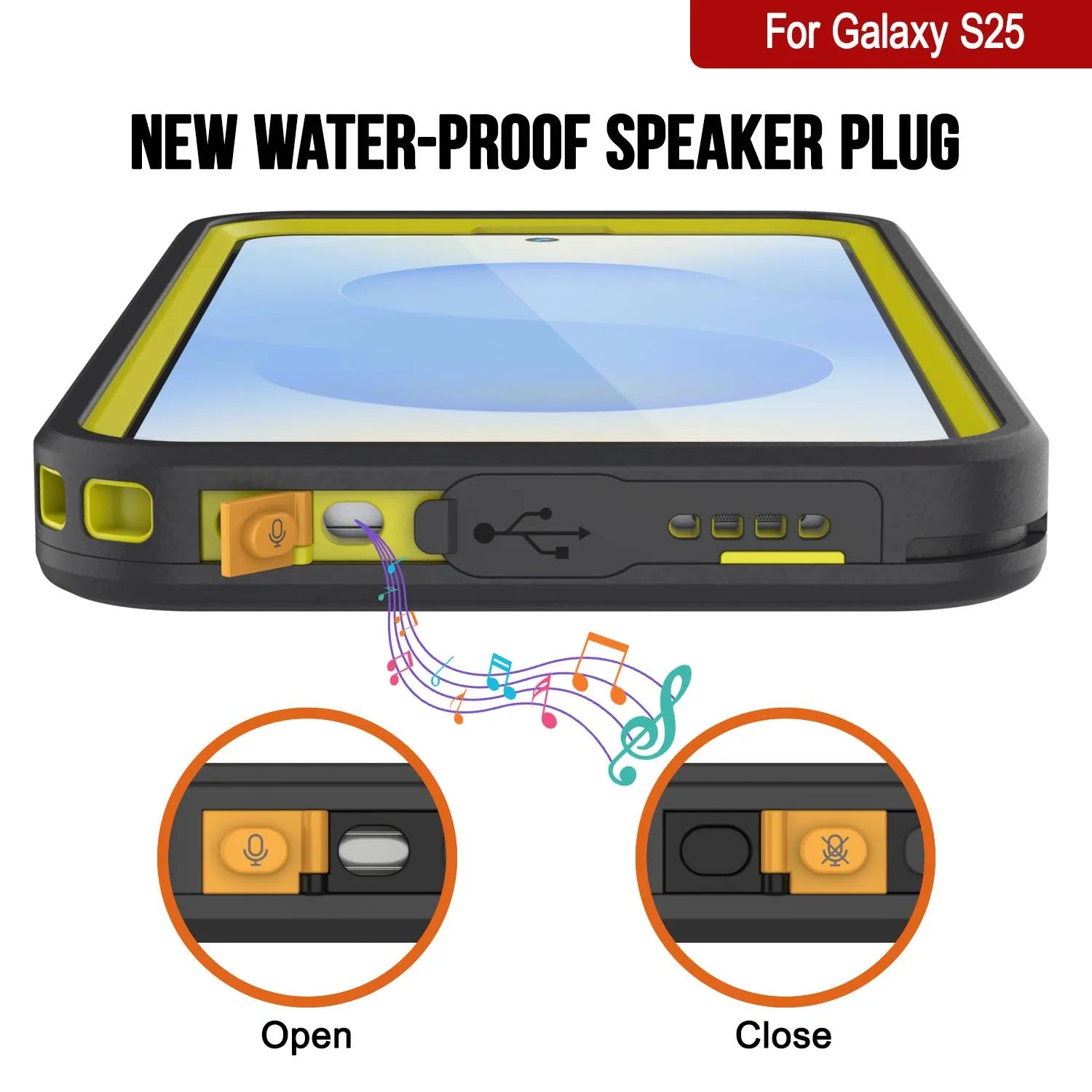 Galaxy S25 Waterproof Case [Kickstud 2.0 Series] Protective IP68 Cover W/Screen Protector & Kickstand [Yellow]