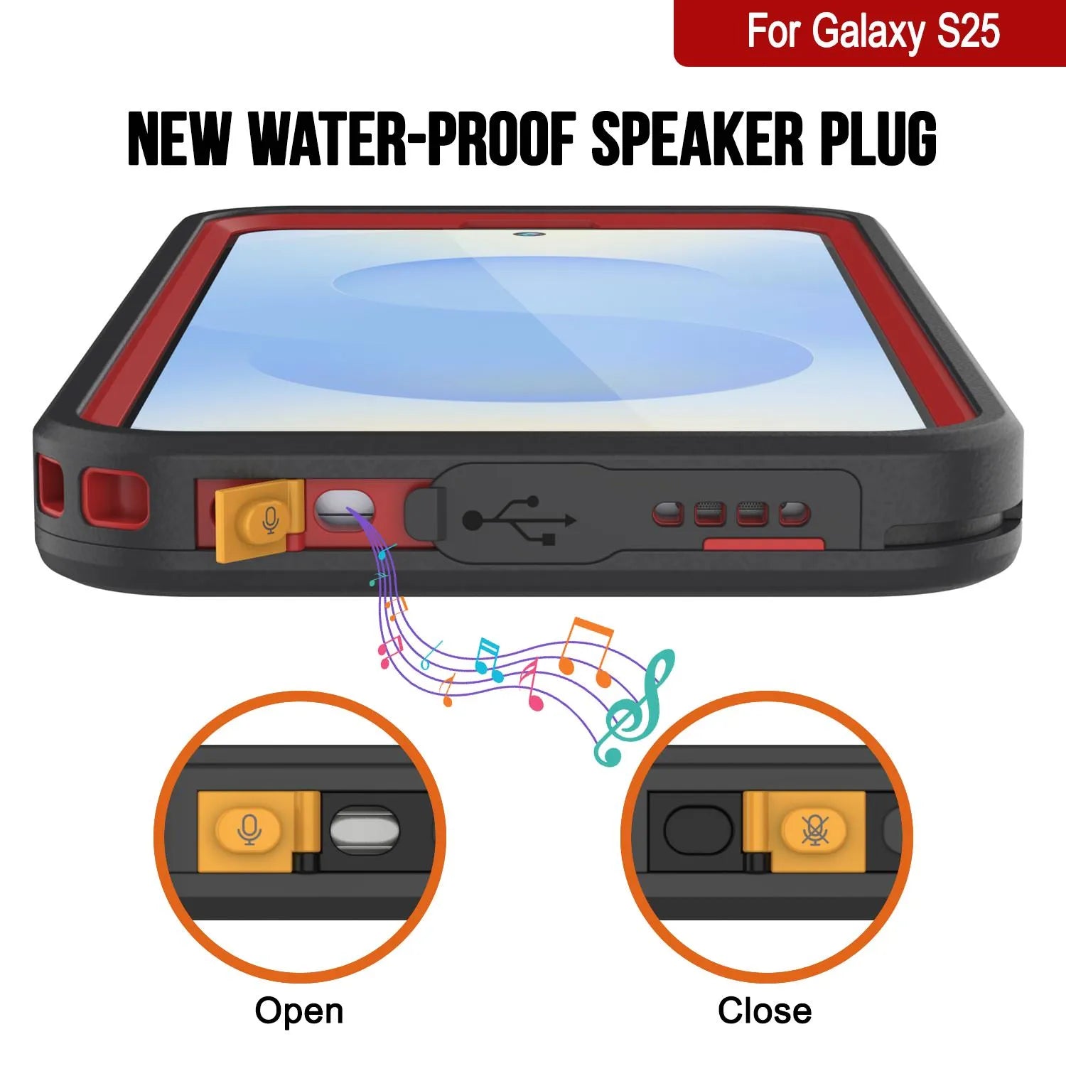 Galaxy S25 Waterproof Case [Kickstud 2.0 Series] Protective IP68 Cover W/Screen Protector & Kickstand [Red]