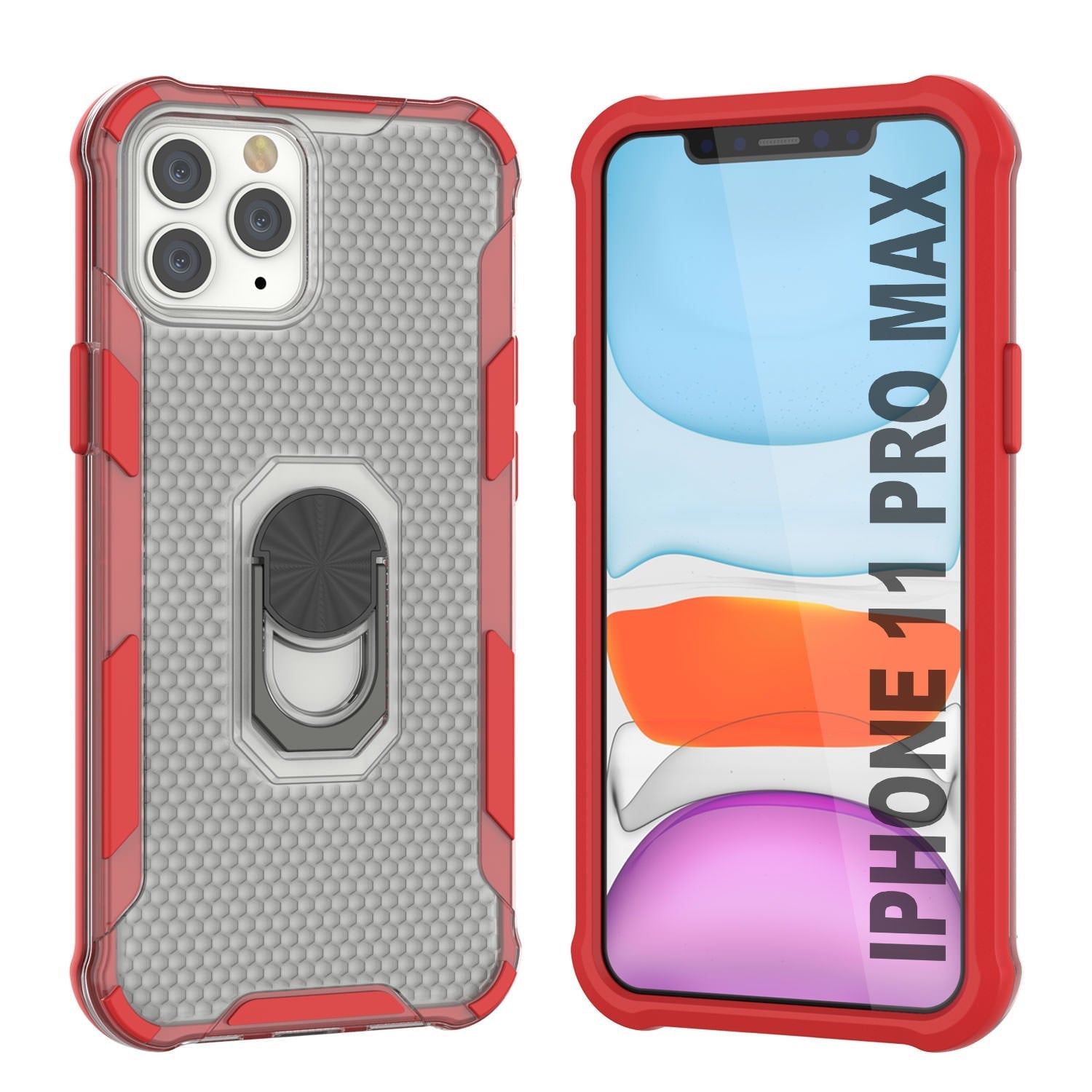 PunkCase for iPhone 11 Pro Max Case [Magnetix 2.0 Series] Clear Protective TPU Cover W/Kickstand [Grey]