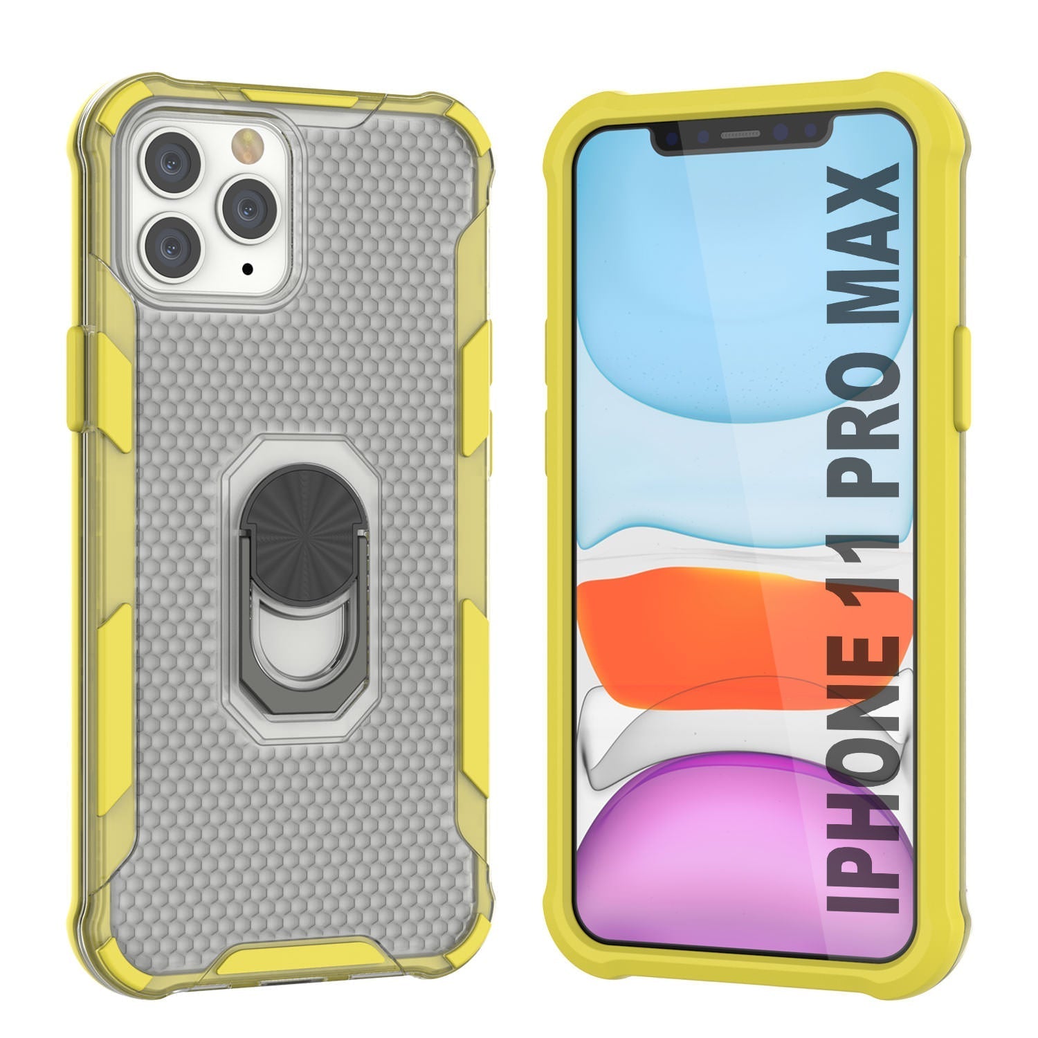 PunkCase for iPhone 11 Pro Max Case [Magnetix 2.0 Series] Clear Protective TPU Cover W/Kickstand [Red]