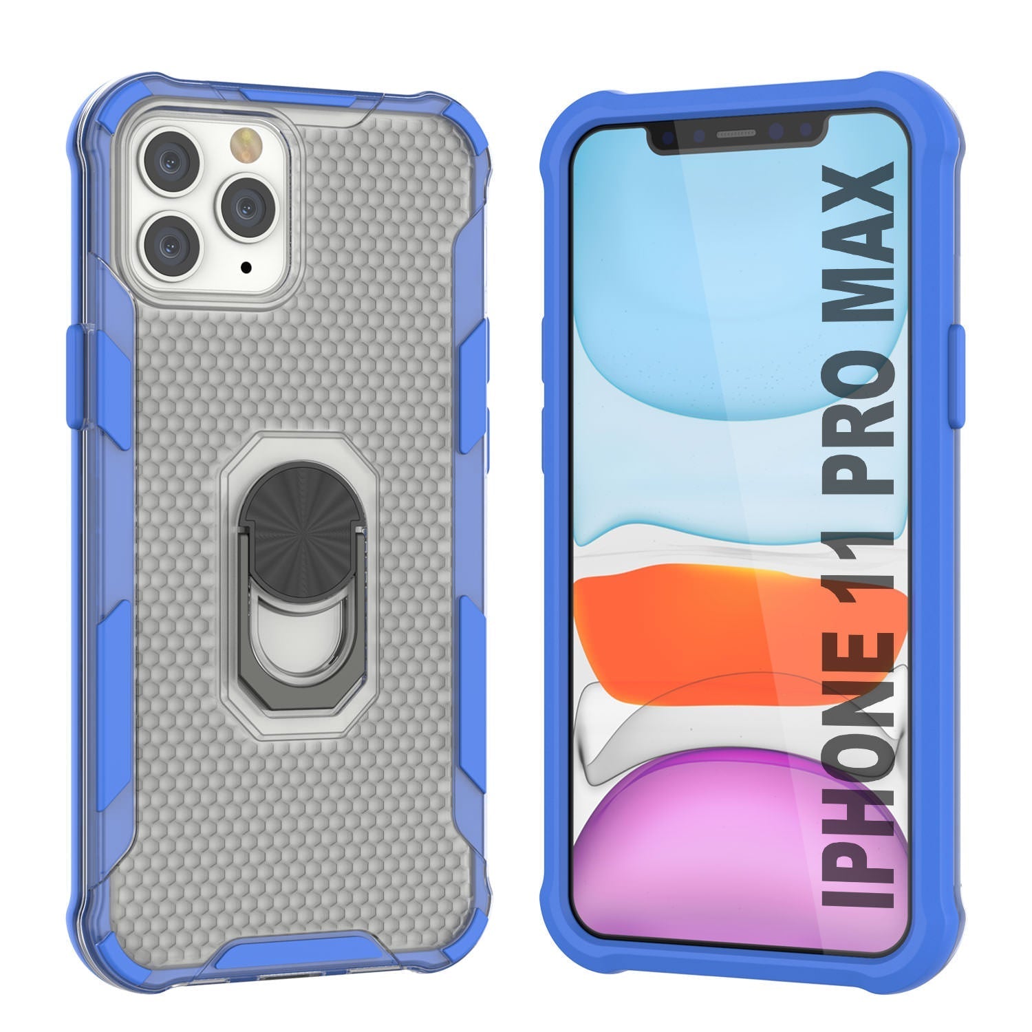 PunkCase for iPhone 11 Pro Max Case [Magnetix 2.0 Series] Clear Protective TPU Cover W/Kickstand [Grey]
