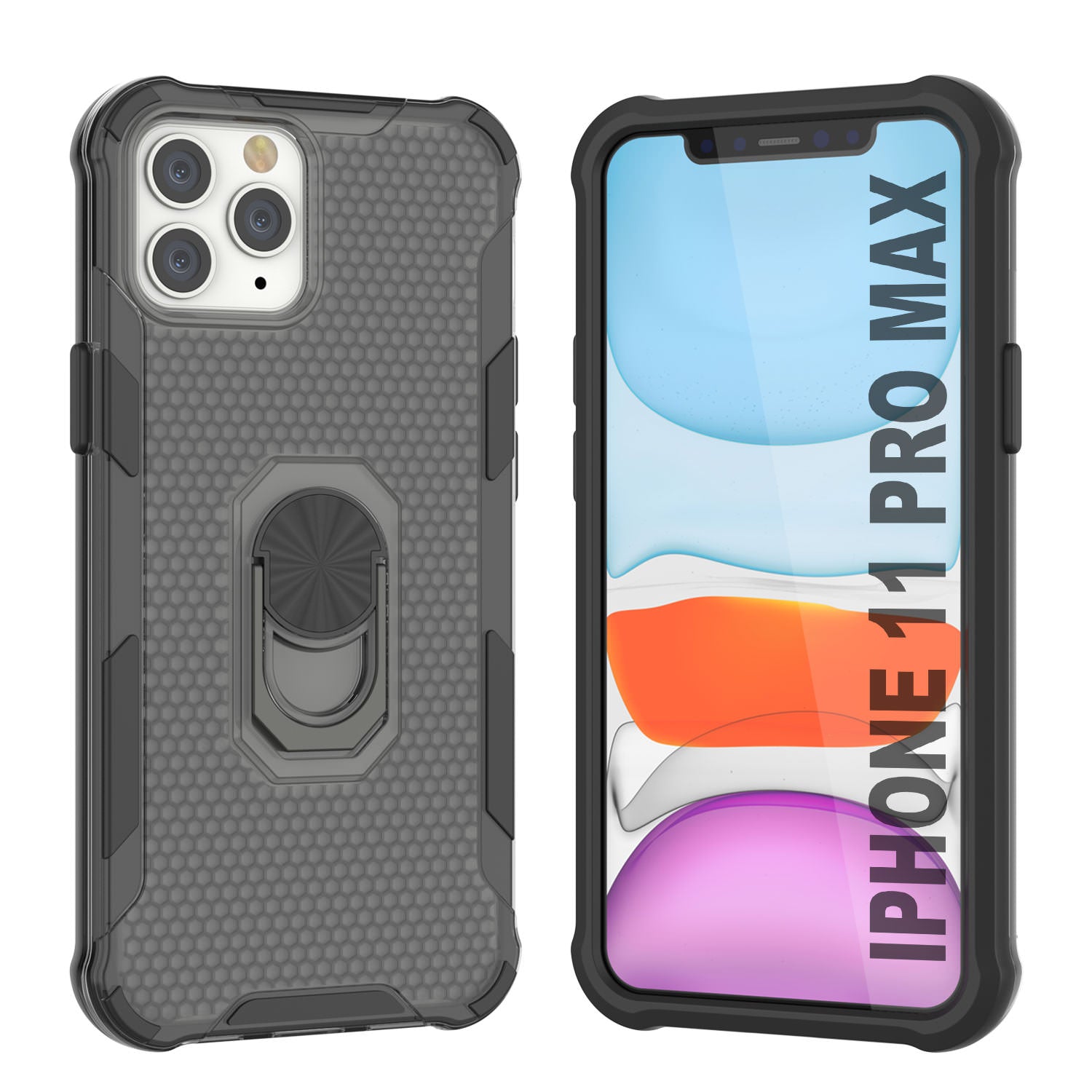 PunkCase for iPhone 11 Pro Max Case [Magnetix 2.0 Series] Clear Protective TPU Cover W/Kickstand [Red]