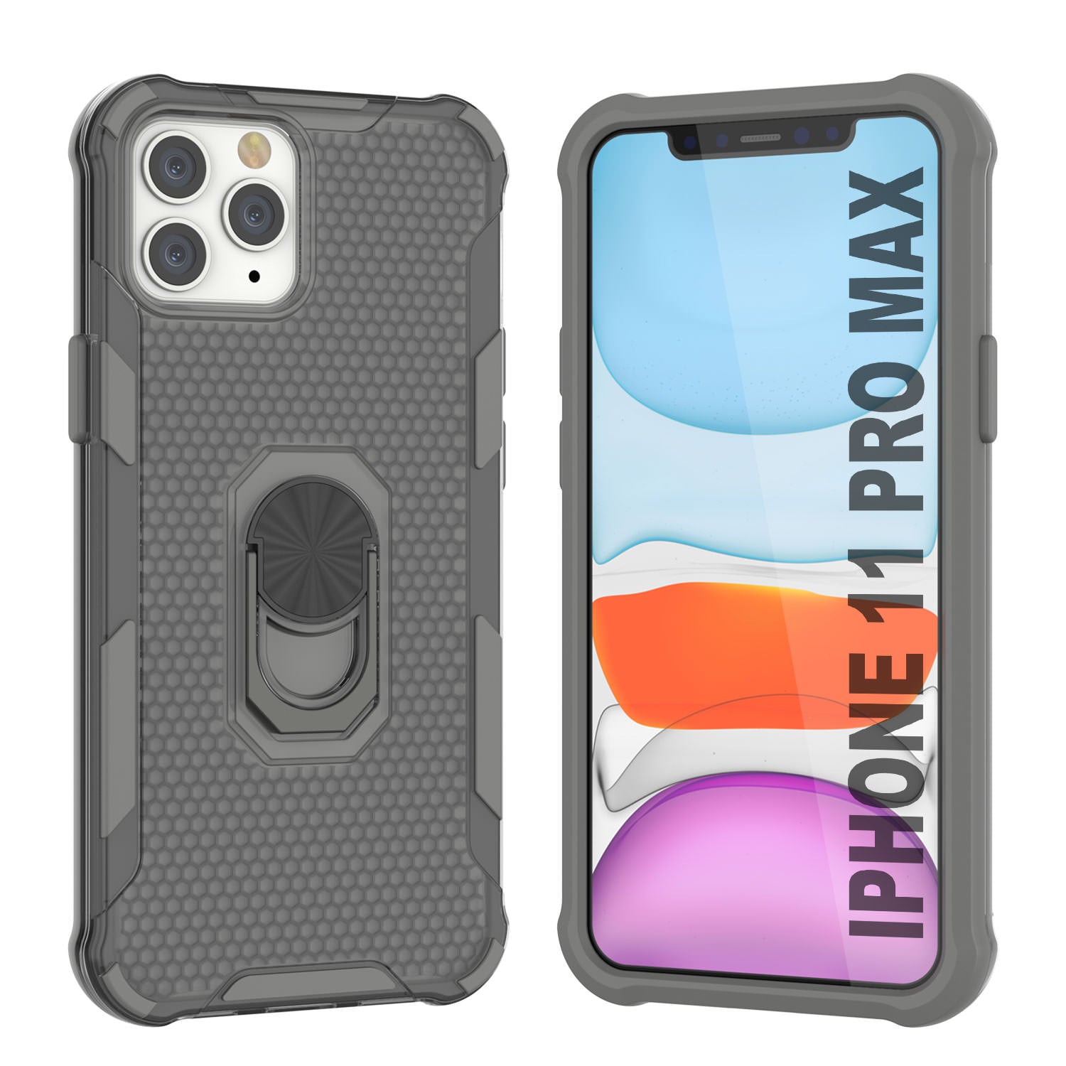 PunkCase for iPhone 11 Pro Max Case [Magnetix 2.0 Series] Clear Protective TPU Cover W/Kickstand [Red]