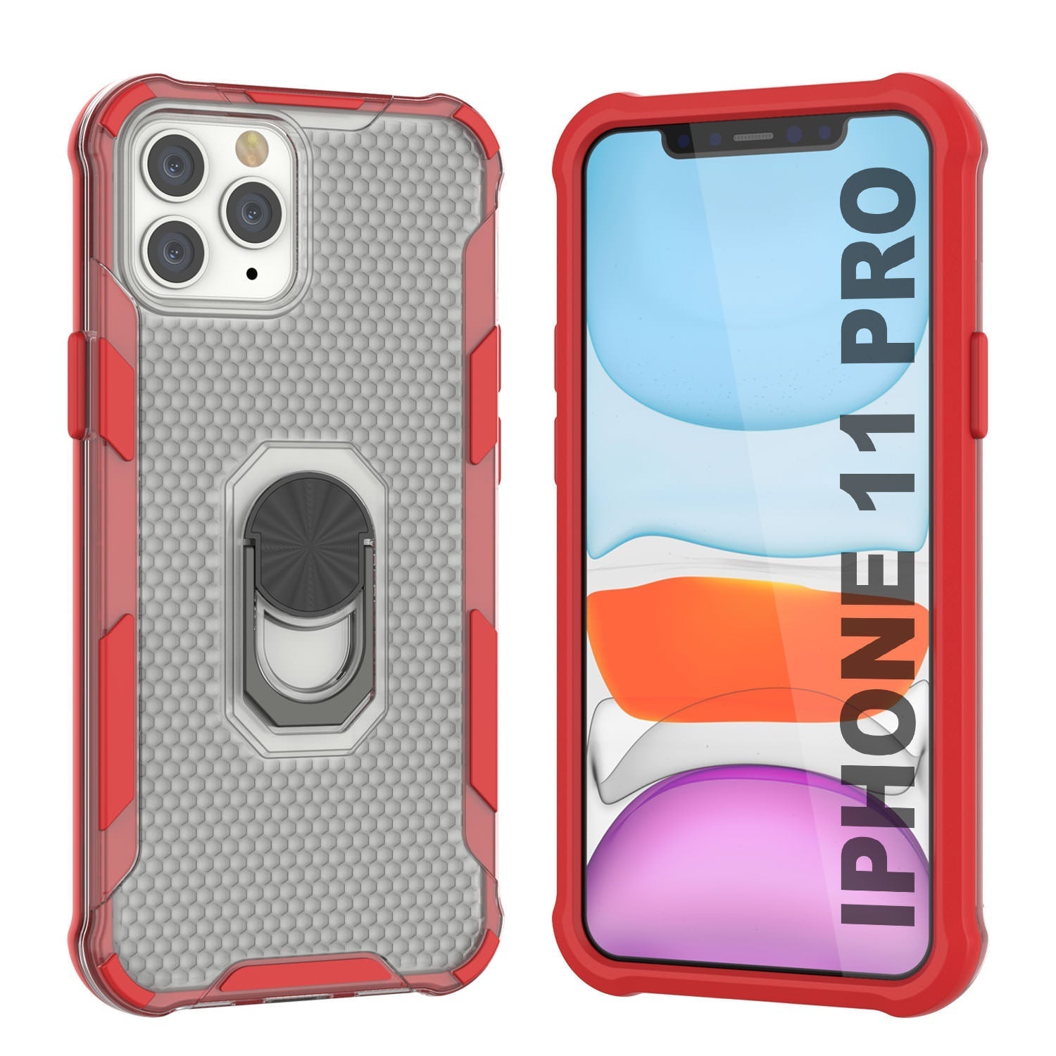 PunkCase for iPhone 11 Pro Case [Magnetix 2.0 Series] Clear Protective TPU Cover W/Kickstand [Grey]