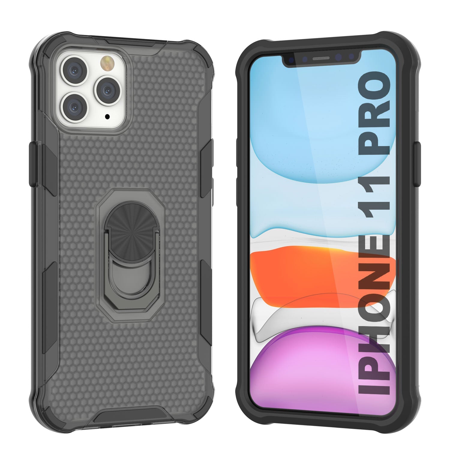 PunkCase for iPhone 11 Pro Case [Magnetix 2.0 Series] Clear Protective TPU Cover W/Kickstand [Grey]