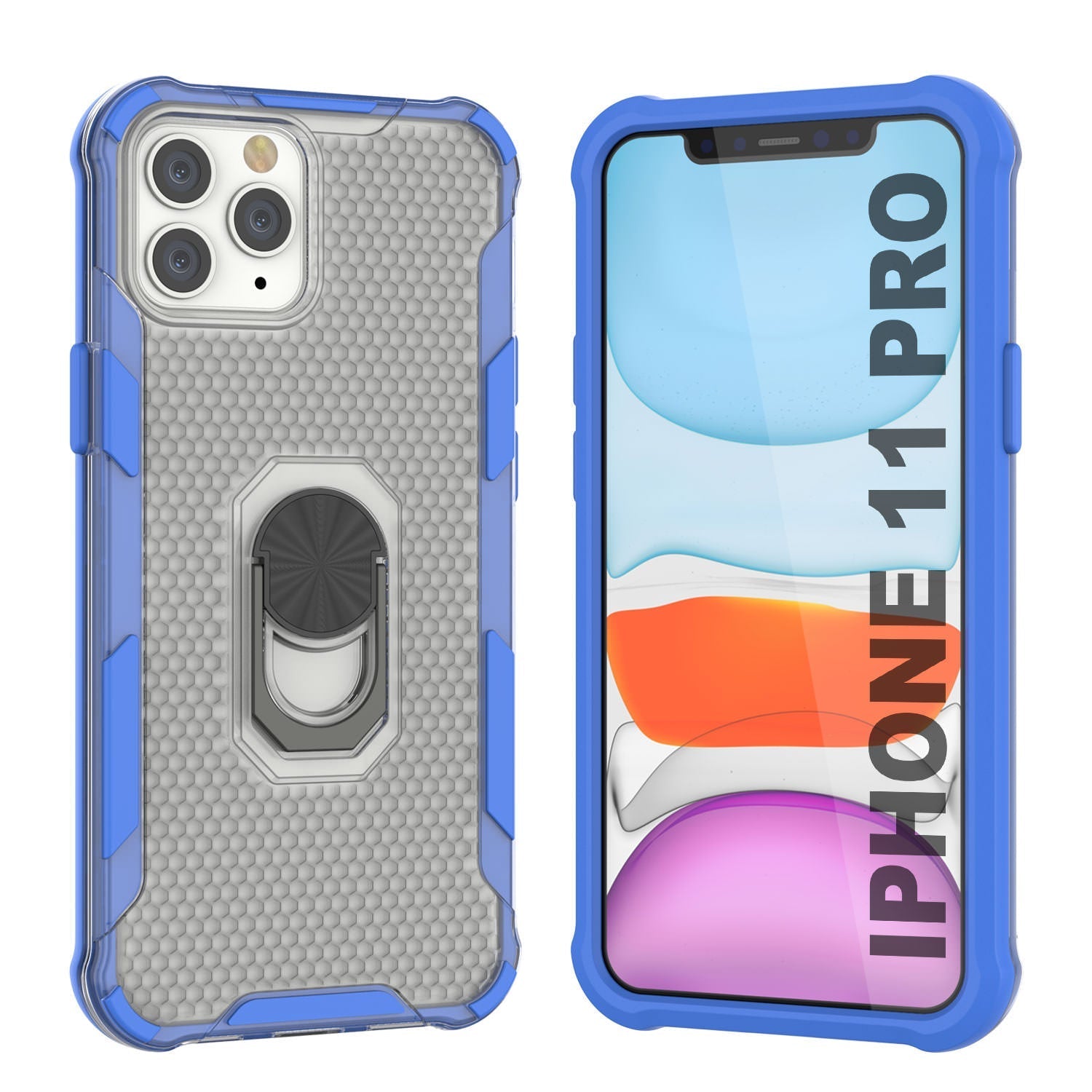 PunkCase for iPhone 11 Pro Case [Magnetix 2.0 Series] Clear Protective TPU Cover W/Kickstand [Red]