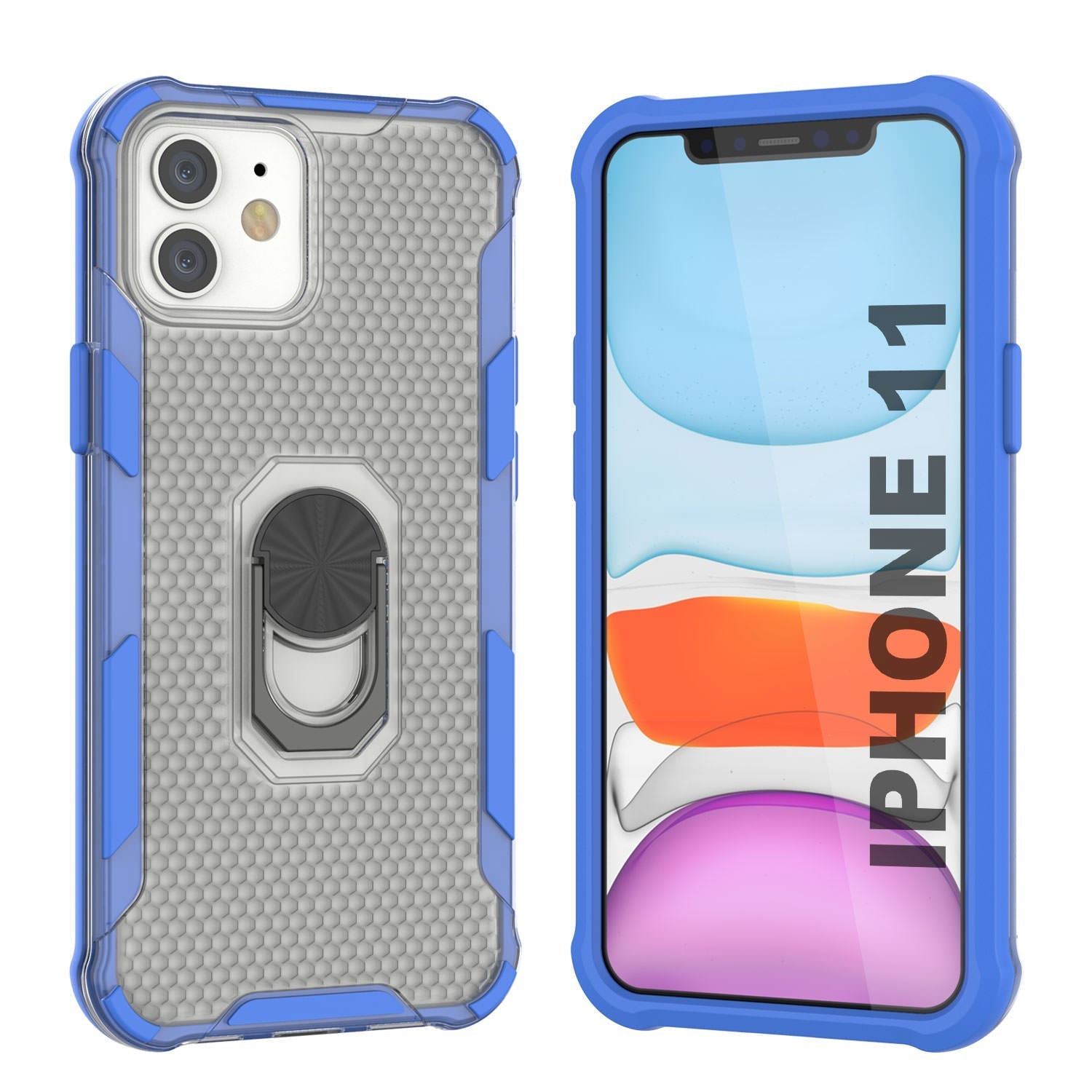PunkCase for iPhone 11 Case [Magnetix 2.0 Series] Clear Protective TPU Cover W/Kickstand [Black]