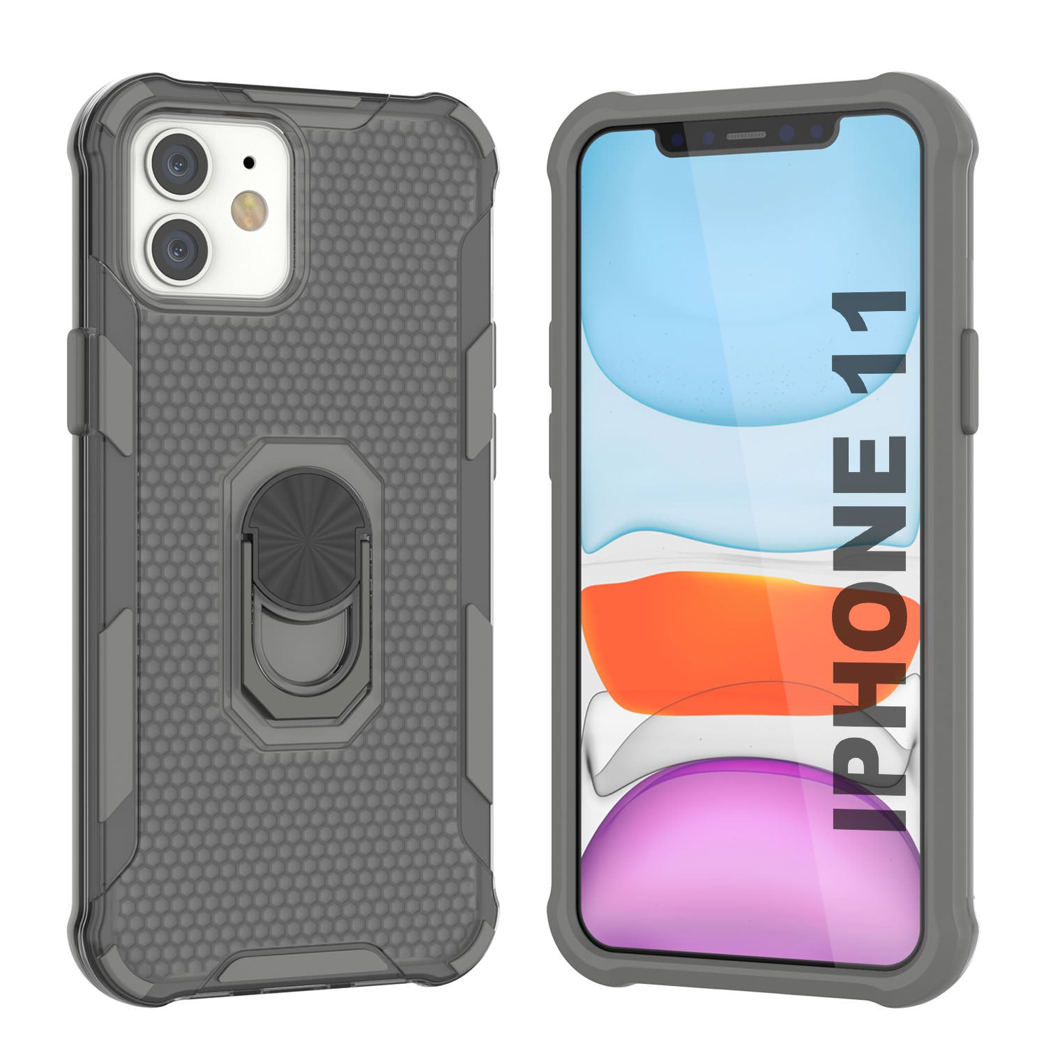 PunkCase for iPhone 11 Case [Magnetix 2.0 Series] Clear Protective TPU Cover W/Kickstand [Black]
