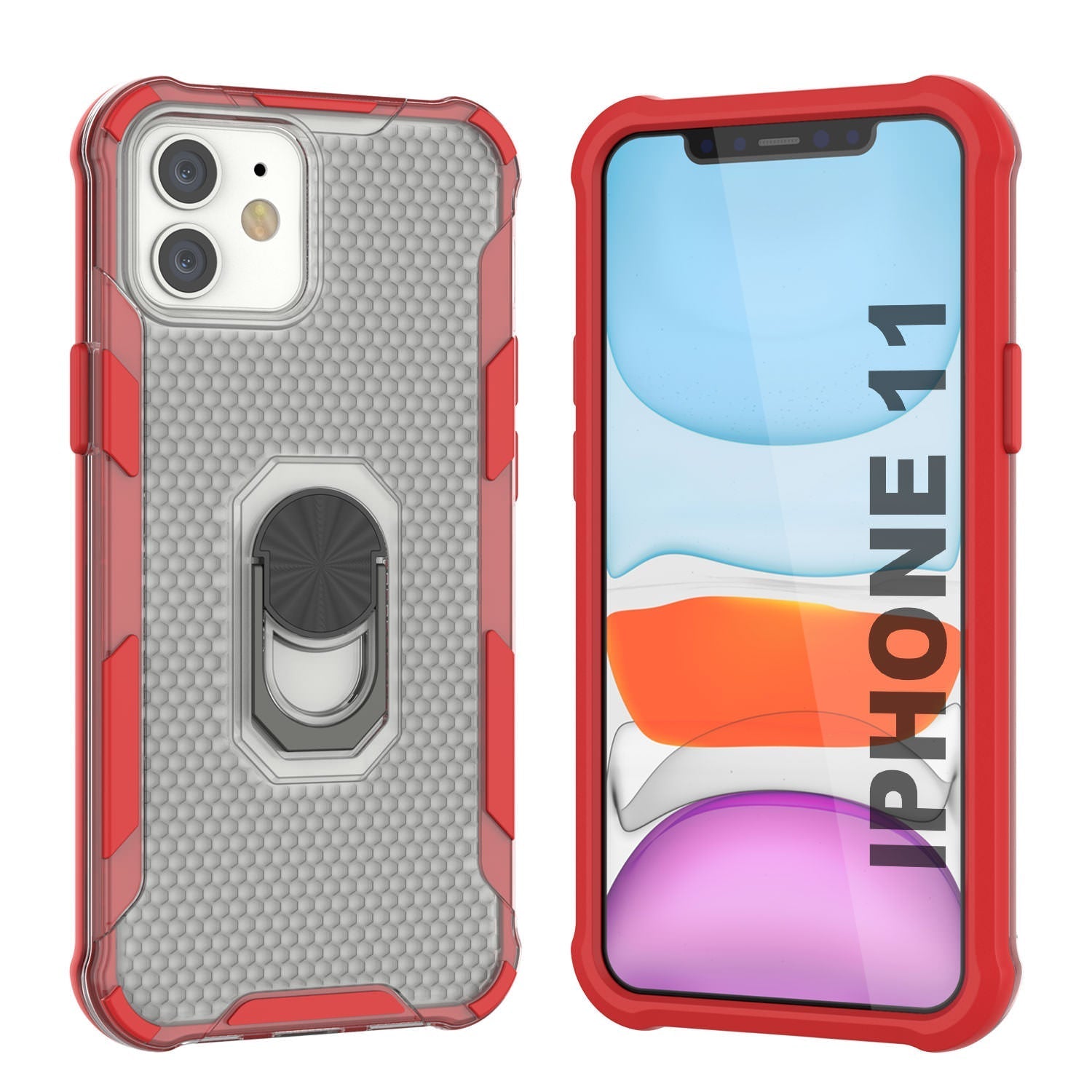 PunkCase for iPhone 11 Case [Magnetix 2.0 Series] Clear Protective TPU Cover W/Kickstand [Black]