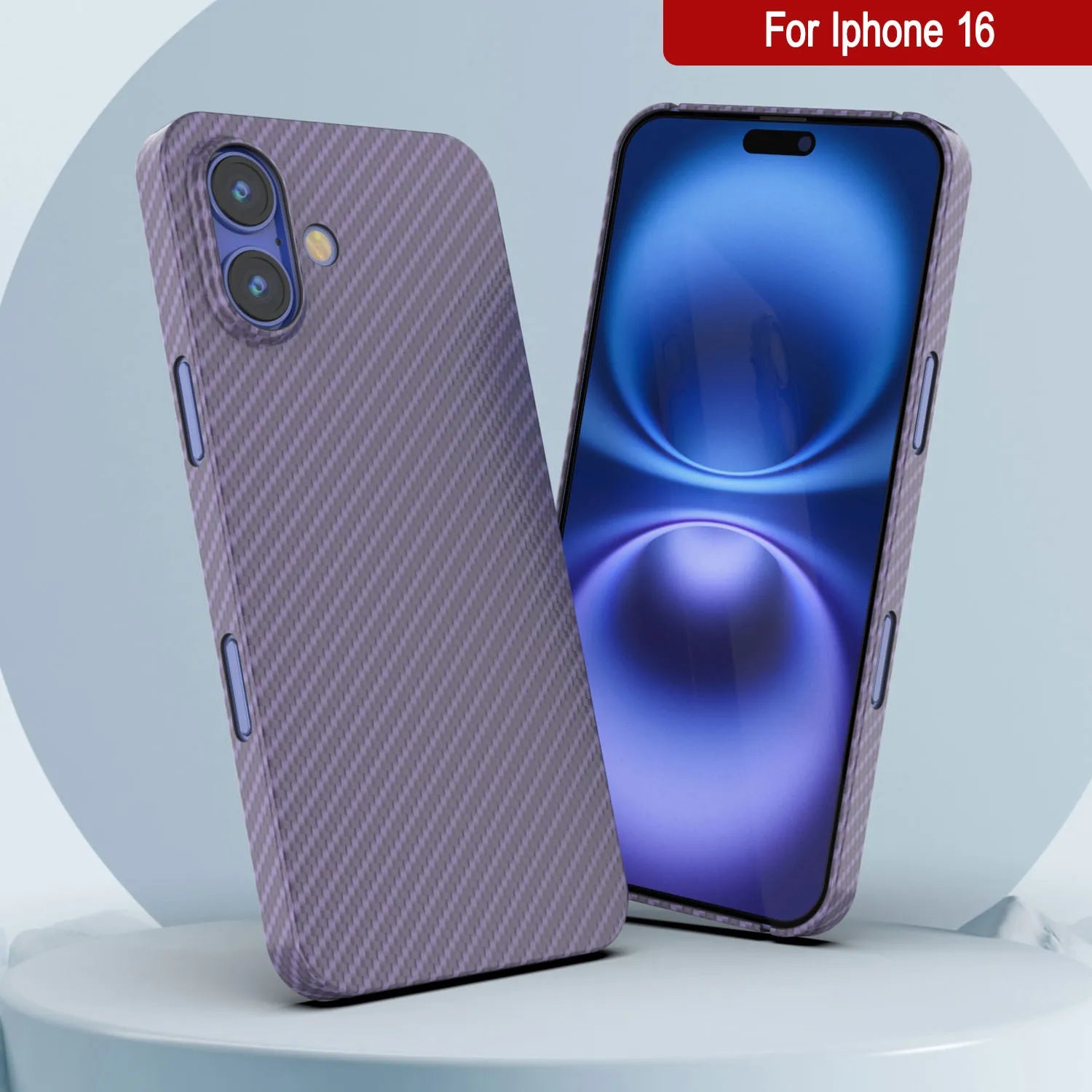 Punkcase iPhone 16 Carbon Fiber Case [AramidShield Series] Ultra Slim & Light Kevlar [Lilac]