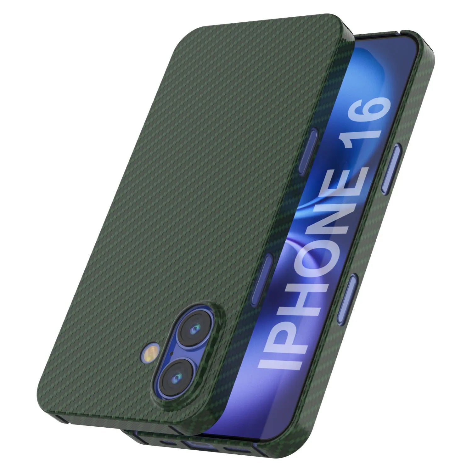 Punkcase iPhone 16 Carbon Fiber Case [AramidShield Series] Ultra Slim & Light Kevlar [Green]