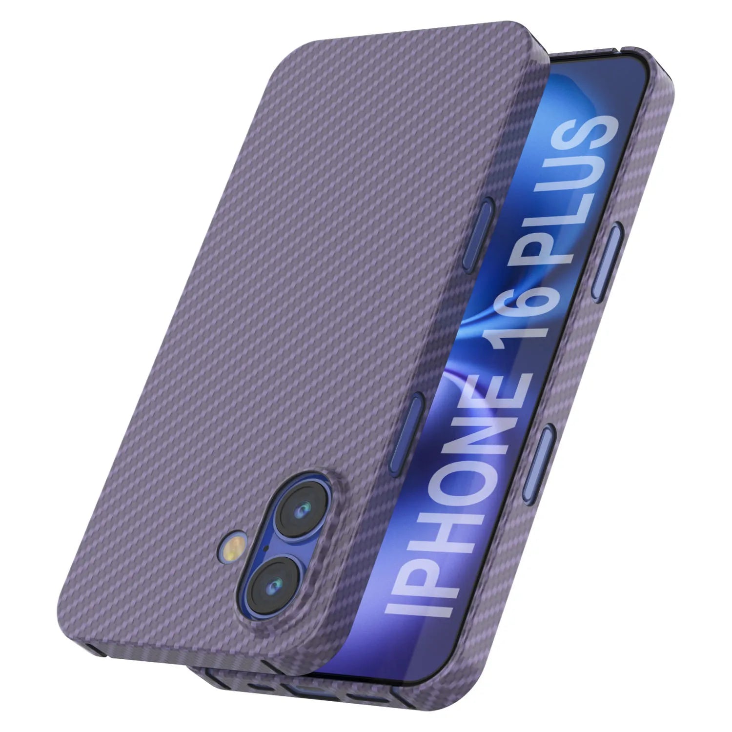 Punkcase iPhone 16 Plus Carbon Fiber Case [AramidShield Series] Ultra Slim & Light Kevlar [Lilac]