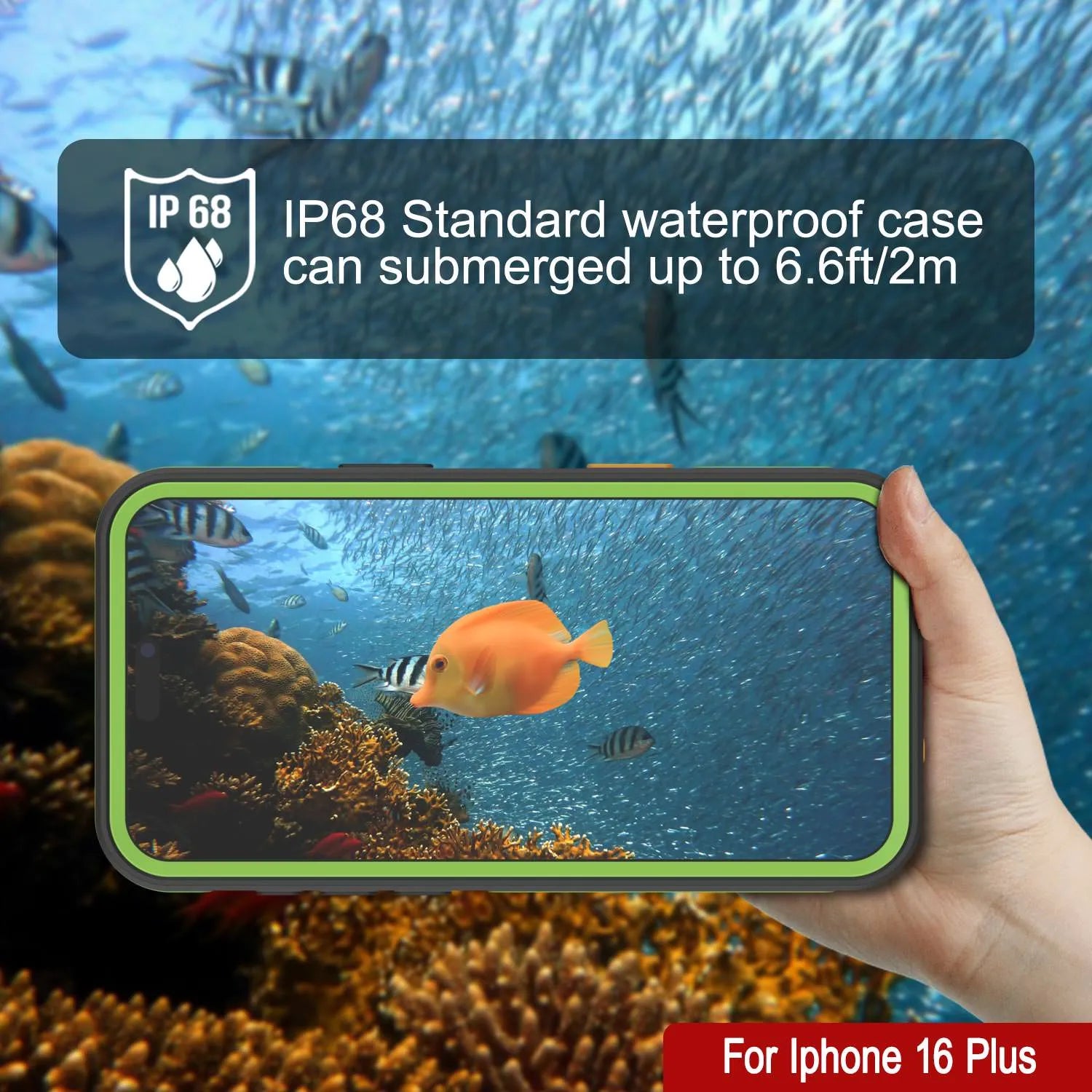 iPhone 16 Plus Waterproof Case [Kickstud 2.0 Series] Protective IP68 Cover W/Screen Protector & Kickstand [Green]