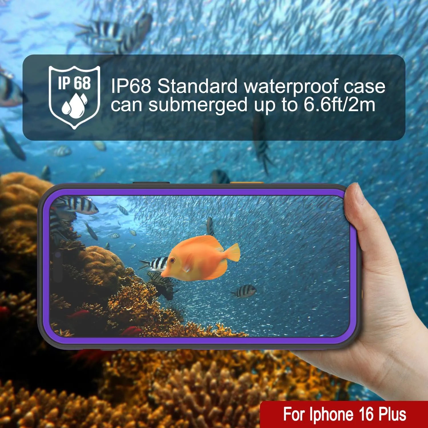 iPhone 16 Plus Waterproof Case [Kickstud 2.0 Series] Protective IP68 Cover W/Screen Protector & Kickstand [Purple]