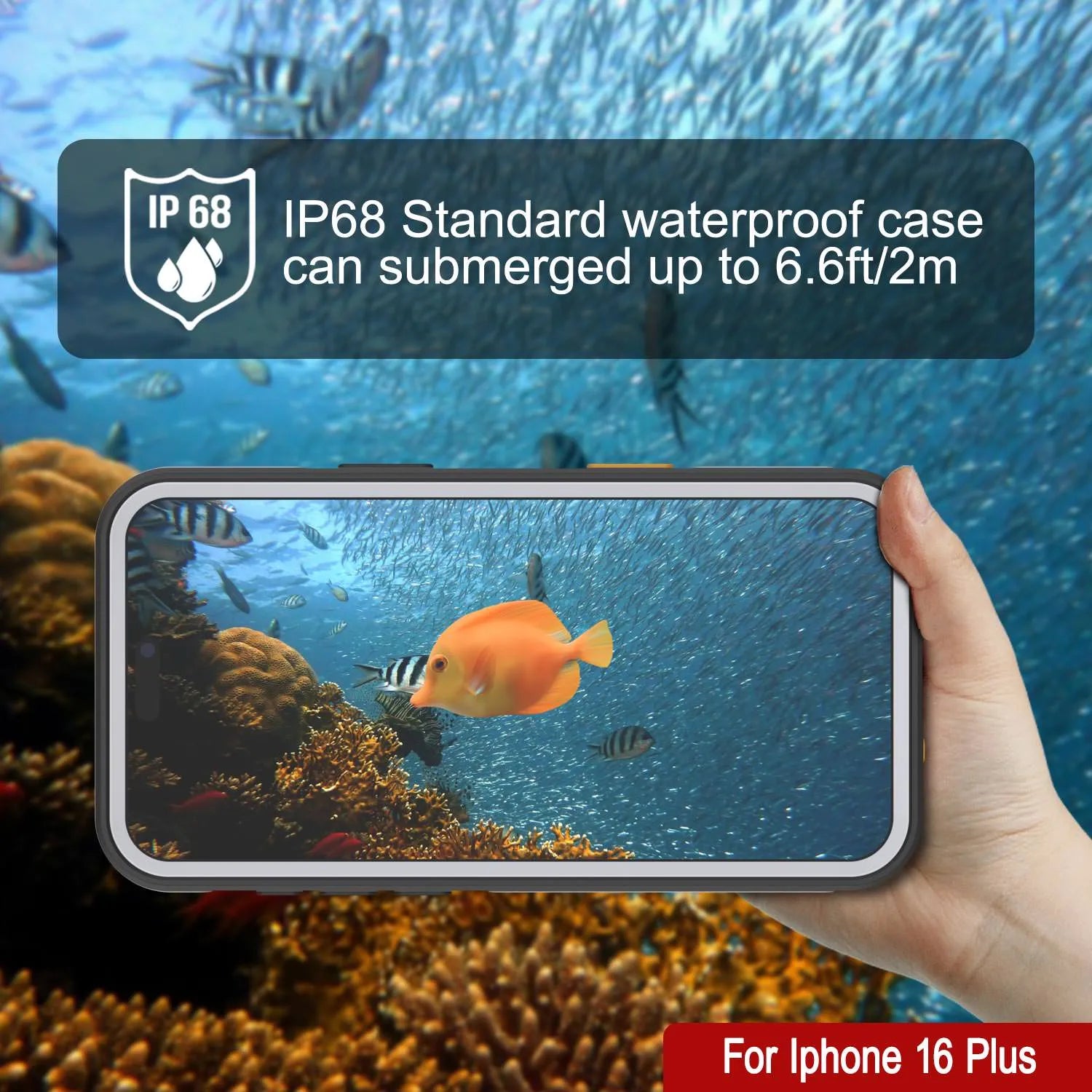 iPhone 16 Plus Waterproof Case [Kickstud 2.0 Series] Protective IP68 Cover W/Screen Protector & Kickstand [White]