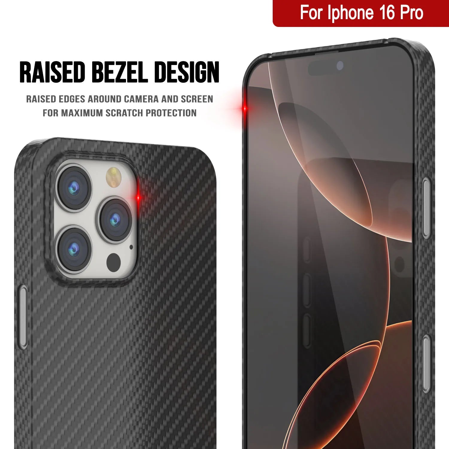 Punkcase iPhone 16 Pro Carbon Fiber Case [AramidShield Series] Ultra Slim & Light Kevlar [Black]