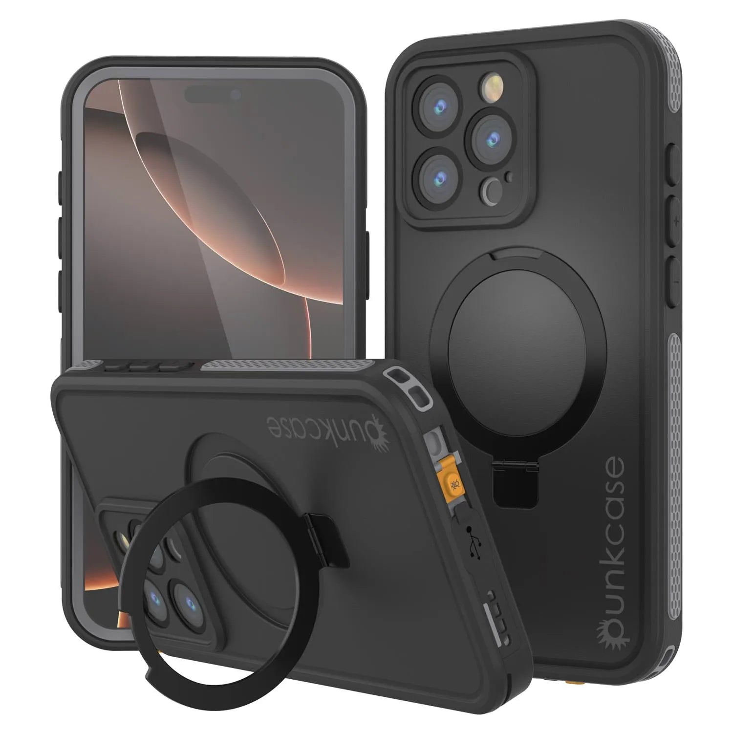 iPhone 16 Pro Max Waterproof Case [Kickstud 2.0 Series] Protective IP68 Cover W/Screen Protector & Kickstand [Black]