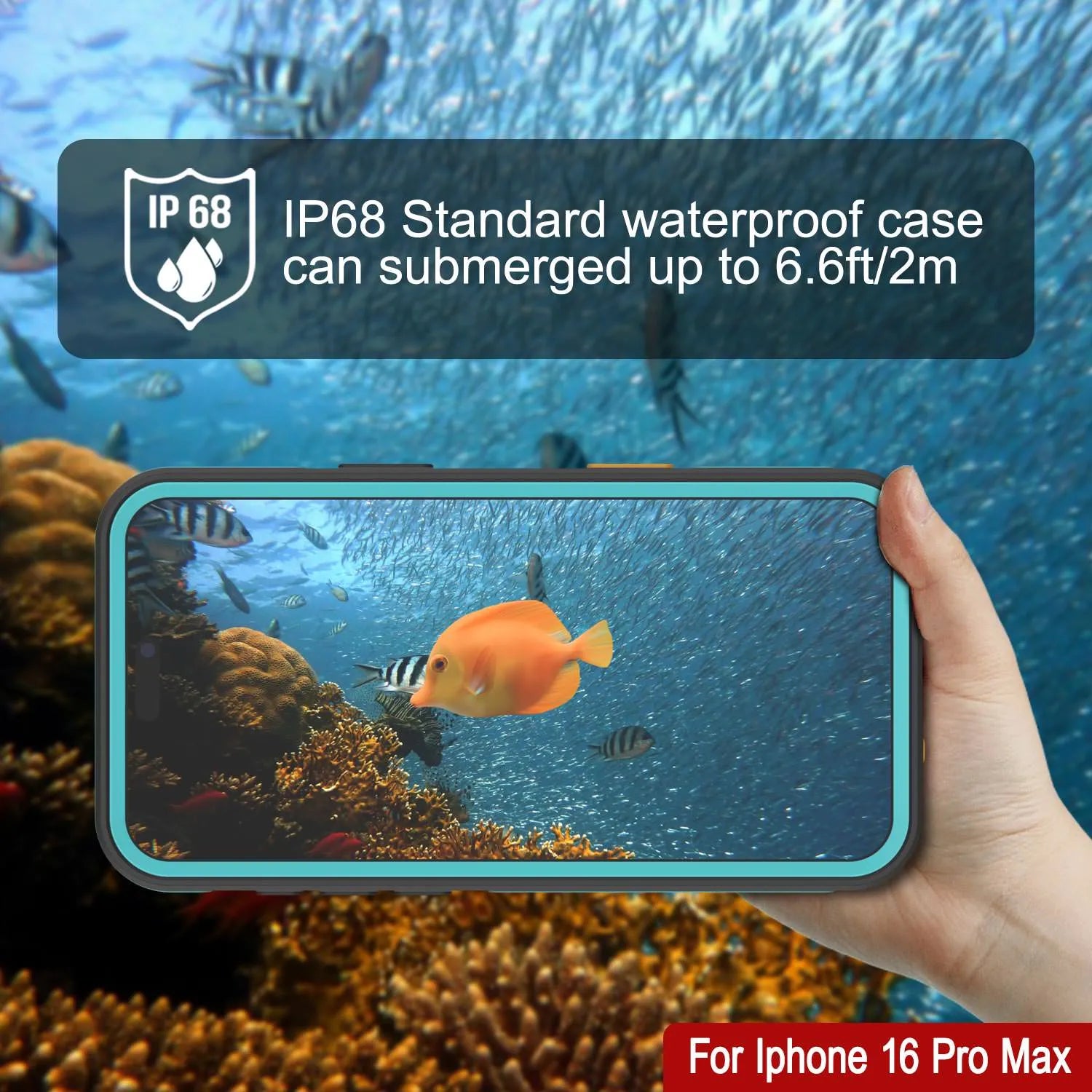 iPhone 16 Pro Max Waterproof Case [Kickstud 2.0 Series] Protective IP68 Cover W/Screen Protector & Kickstand [Teal]