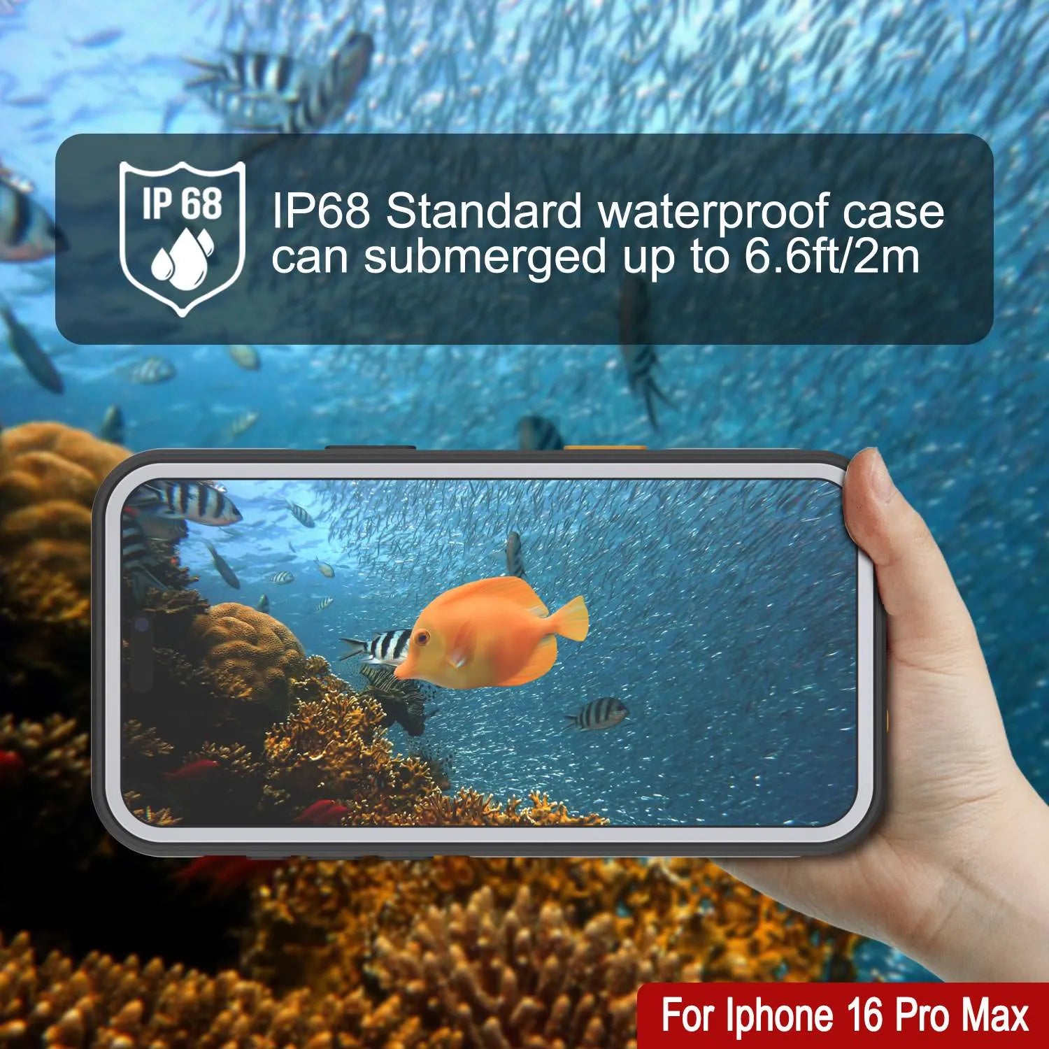 iPhone 16 Pro Max Waterproof Case [Kickstud 2.0 Series] Protective IP68 Cover W/Screen Protector & Kickstand [White]