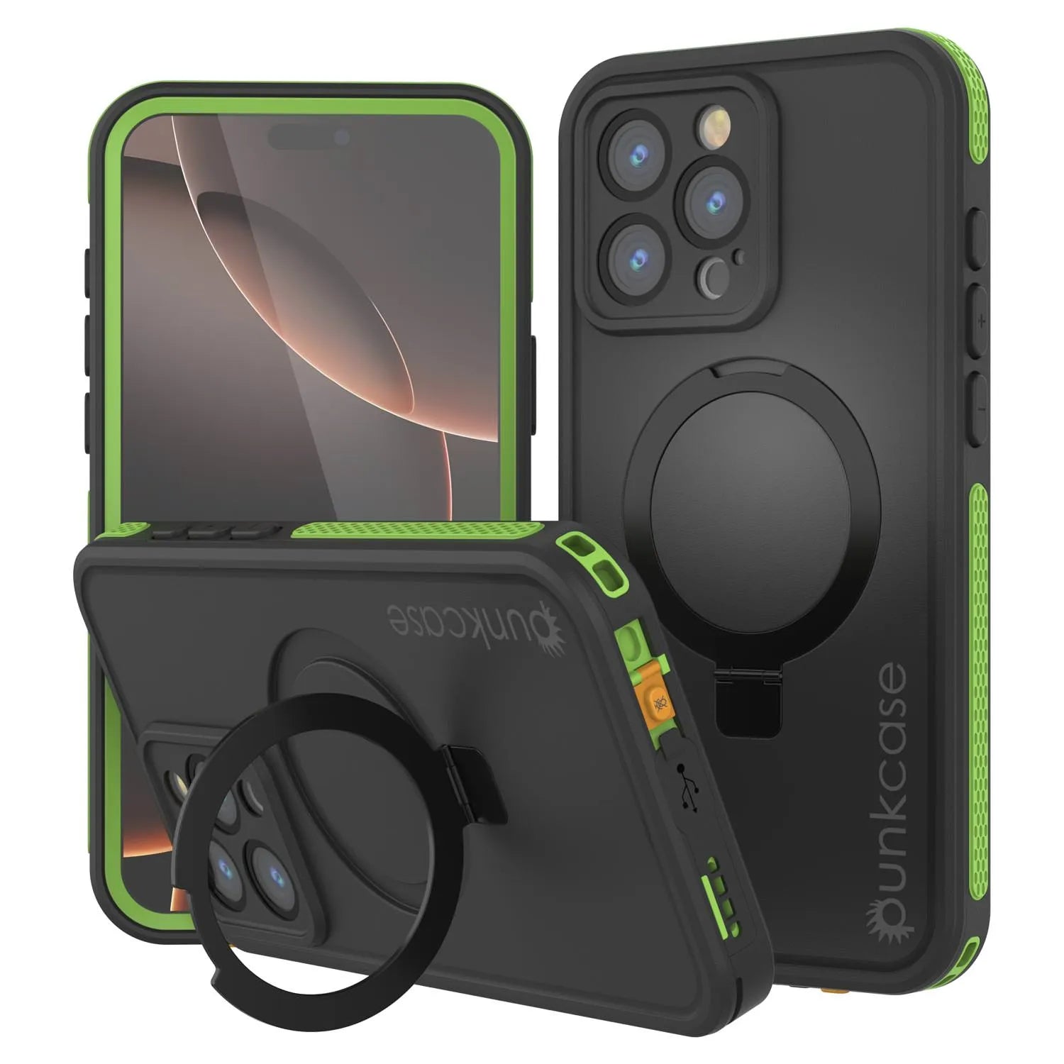 iPhone 16 pro Waterproof Case [Kickstud 2.0 Series] Protective IP68 Cover W/Screen Protector & Kickstand [Black]