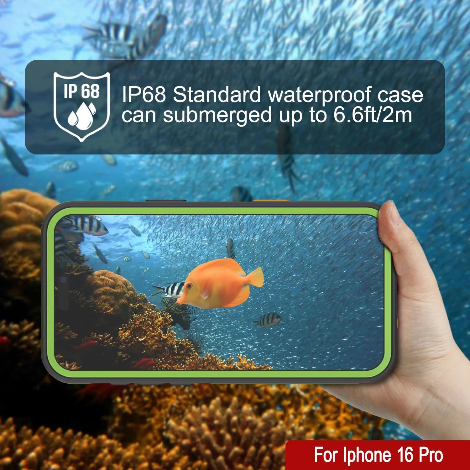 iPhone 16 pro Waterproof Case [Kickstud 2.0 Series] Protective IP68 Cover W/Screen Protector & Kickstand [Green]