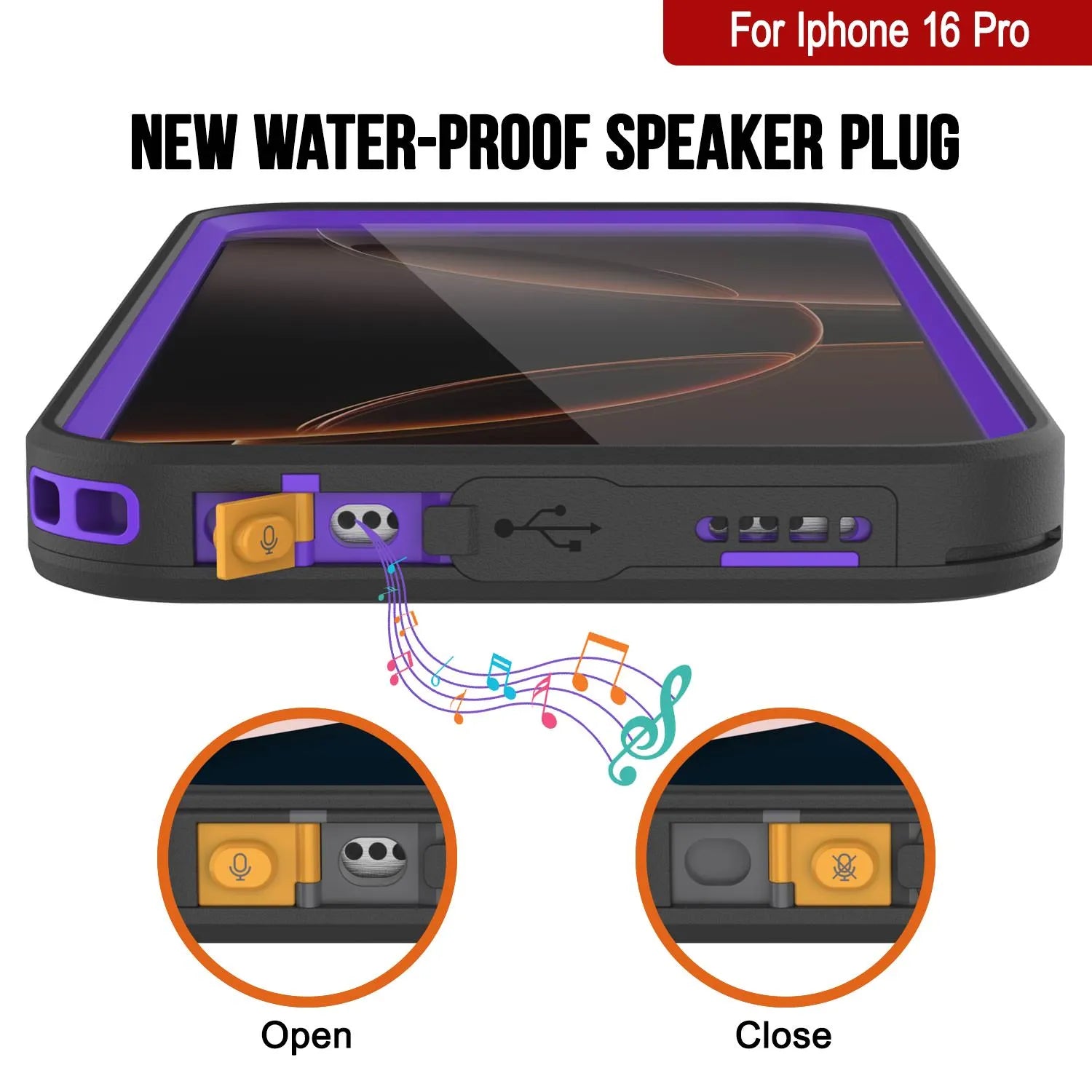 iPhone 16 pro Waterproof Case [Kickstud 2.0 Series] Protective IP68 Cover W/Screen Protector & Kickstand [Purple]