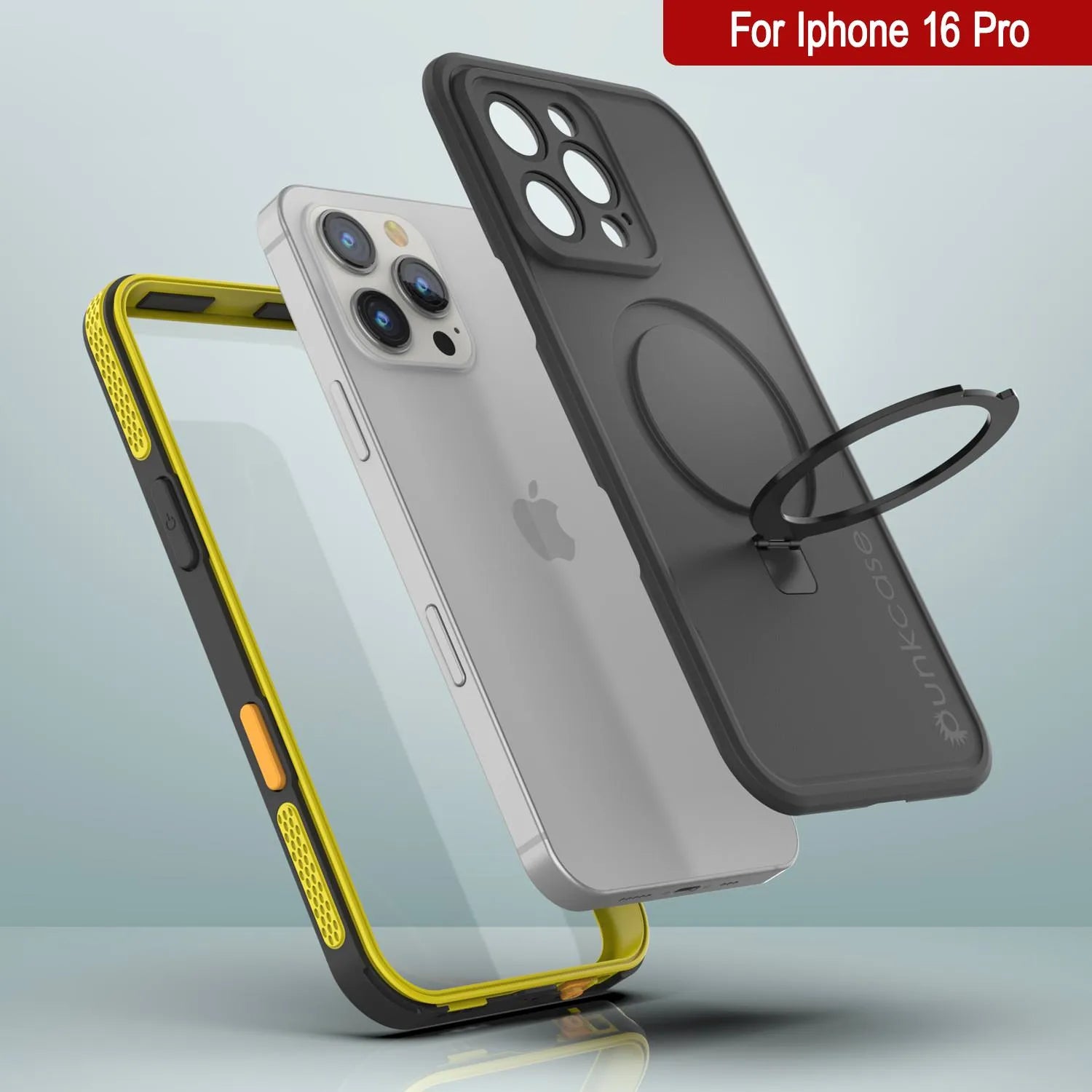 iPhone 16 pro Waterproof Case [Kickstud 2.0 Series] Protective IP68 Cover W/Screen Protector & Kickstand (Yellow)