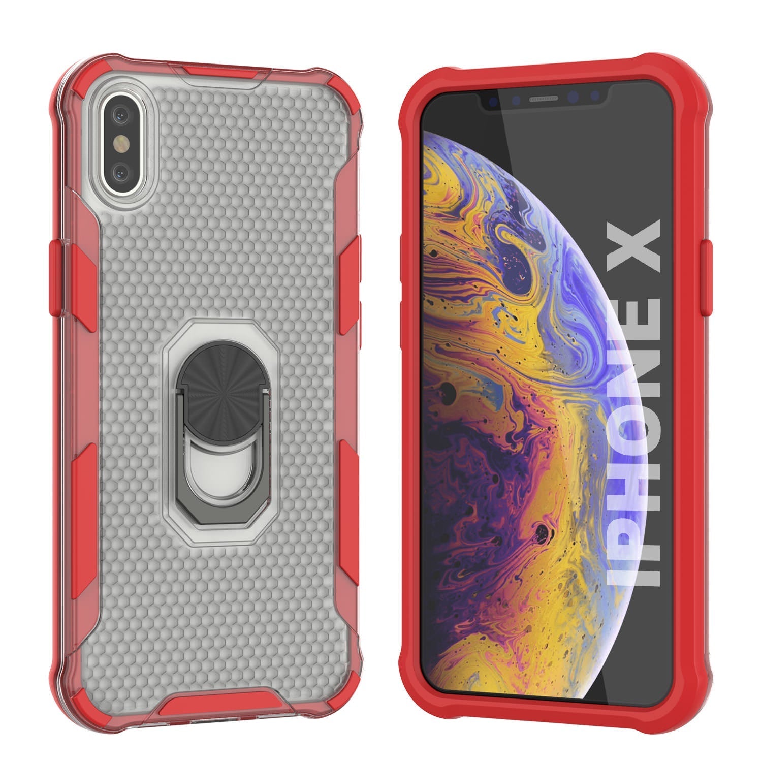 PunkCase for iPhone X Case [Magnetix 2.0 Series] Clear Protective TPU Cover W/Kickstand [Grey]