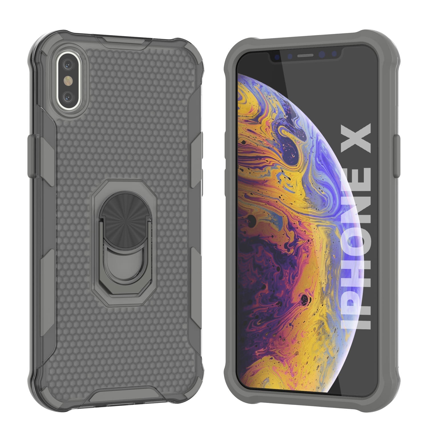 PunkCase for iPhone X Case [Magnetix 2.0 Series] Clear Protective TPU Cover W/Kickstand [Yellow]