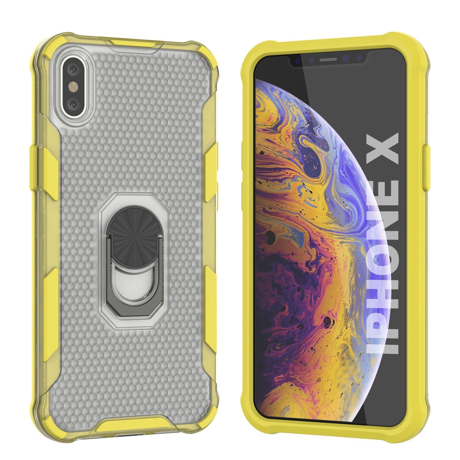 PunkCase for iPhone X Case [Magnetix 2.0 Series] Clear Protective TPU Cover W/Kickstand [Black]