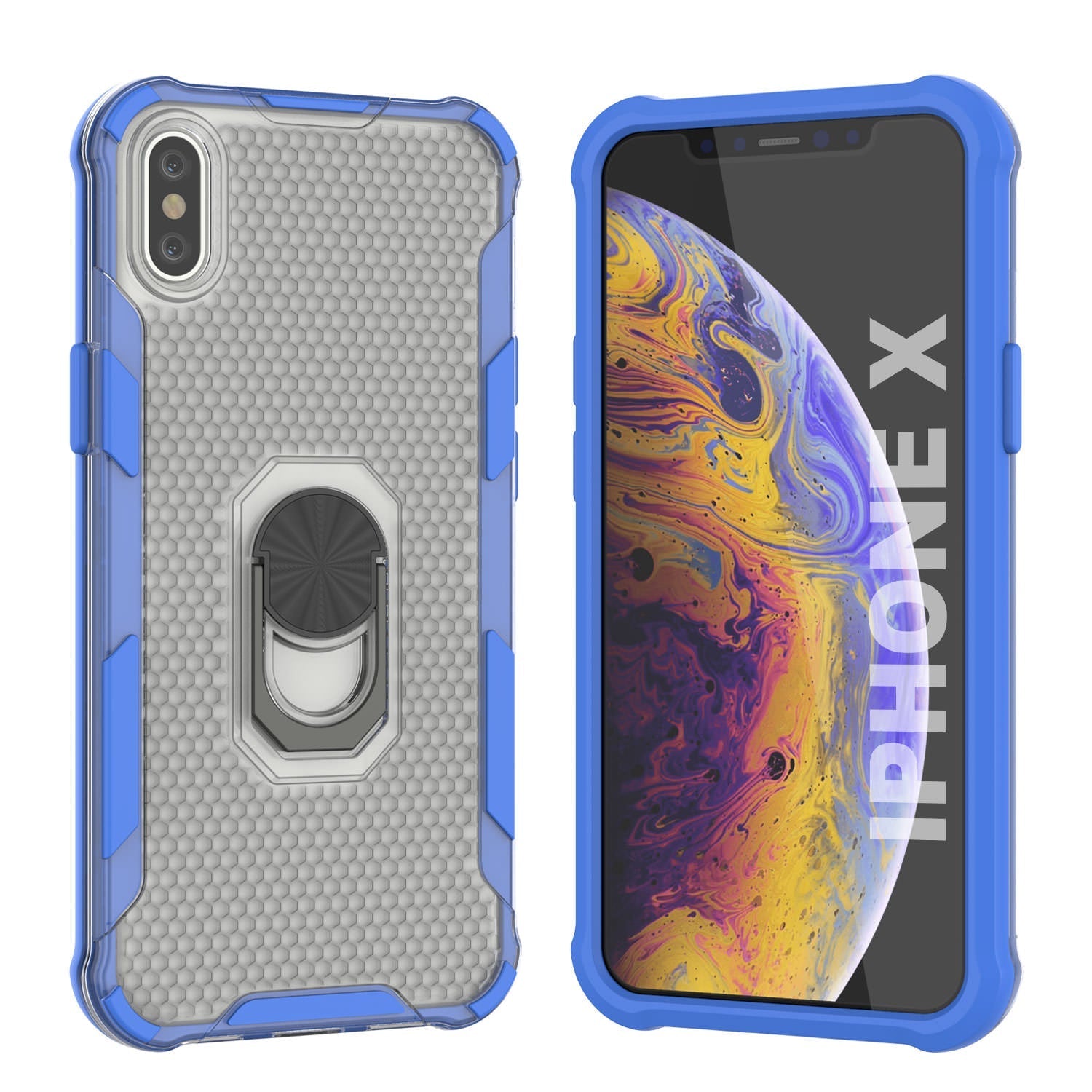 PunkCase for iPhone X Case [Magnetix 2.0 Series] Clear Protective TPU Cover W/Kickstand [Red]