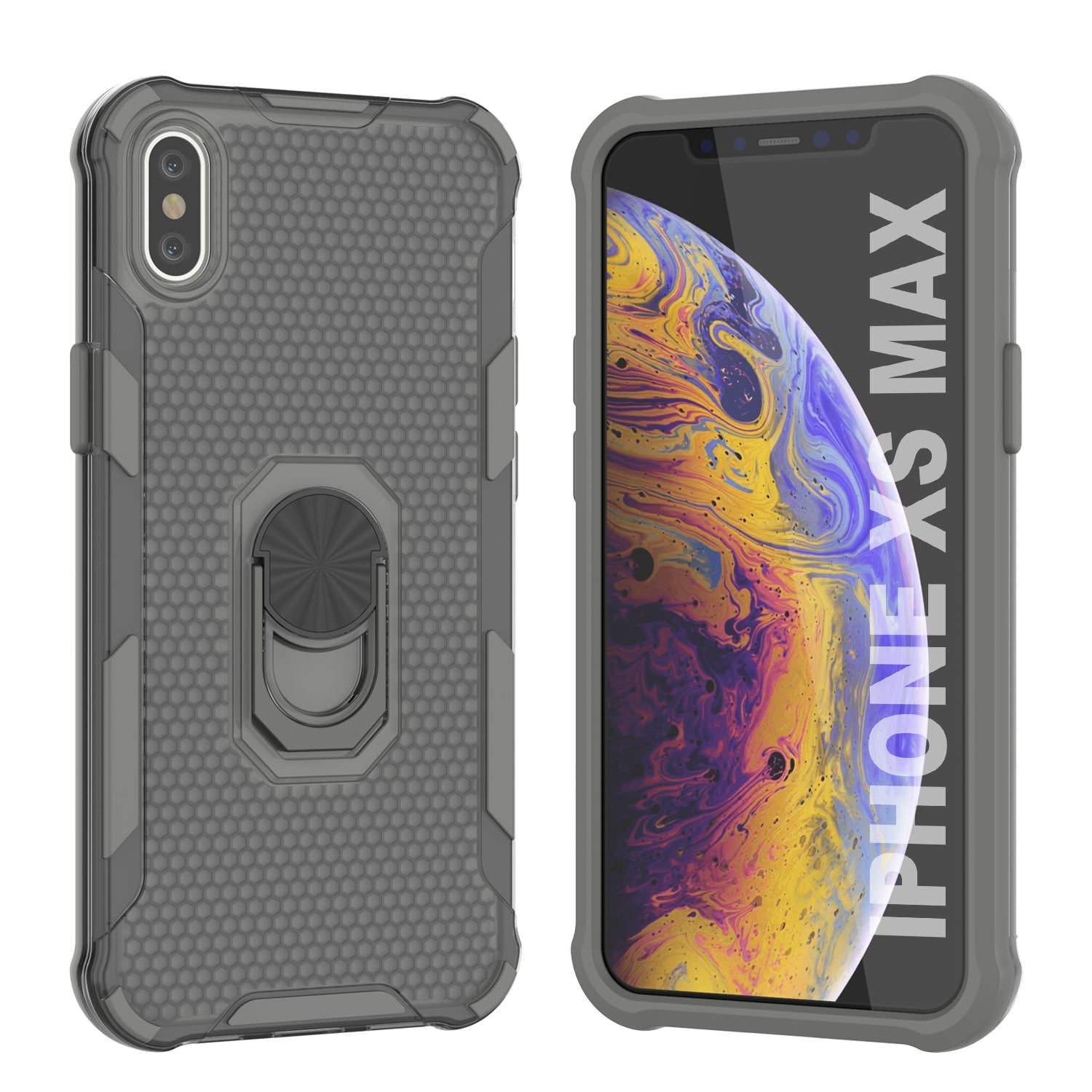 PunkCase for iPhone XS Max Case [Magnetix 2.0 Series] Clear Protective TPU Cover W/Kickstand [Black]