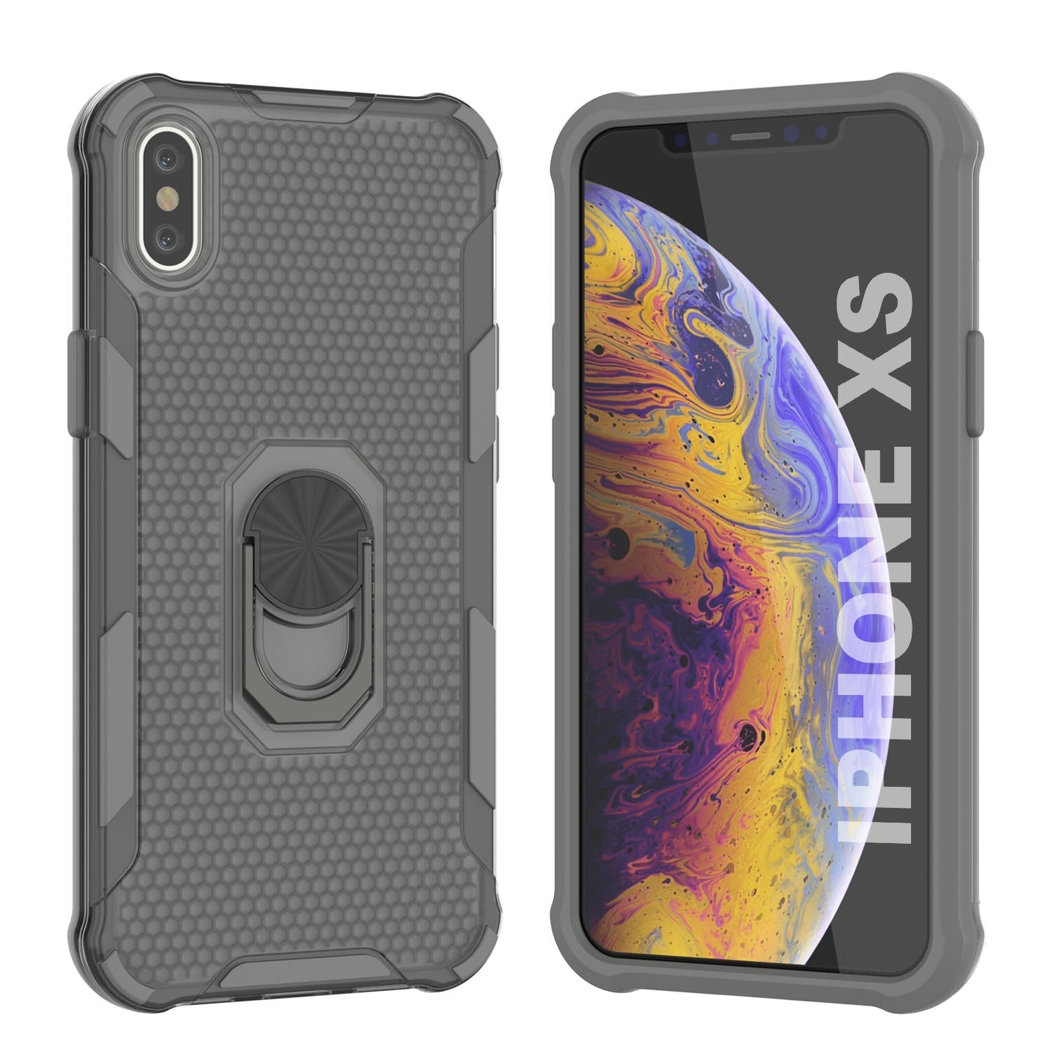 PunkCase for iPhone XS Case [Magnetix 2.0 Series] Clear Protective TPU Cover W/Kickstand [Black]
