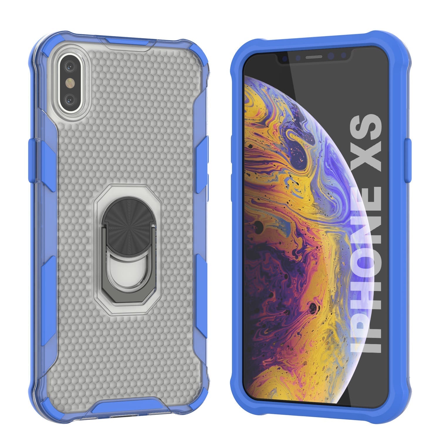 PunkCase for iPhone XS Case [Magnetix 2.0 Series] Clear Protective TPU Cover W/Kickstand [Grey]