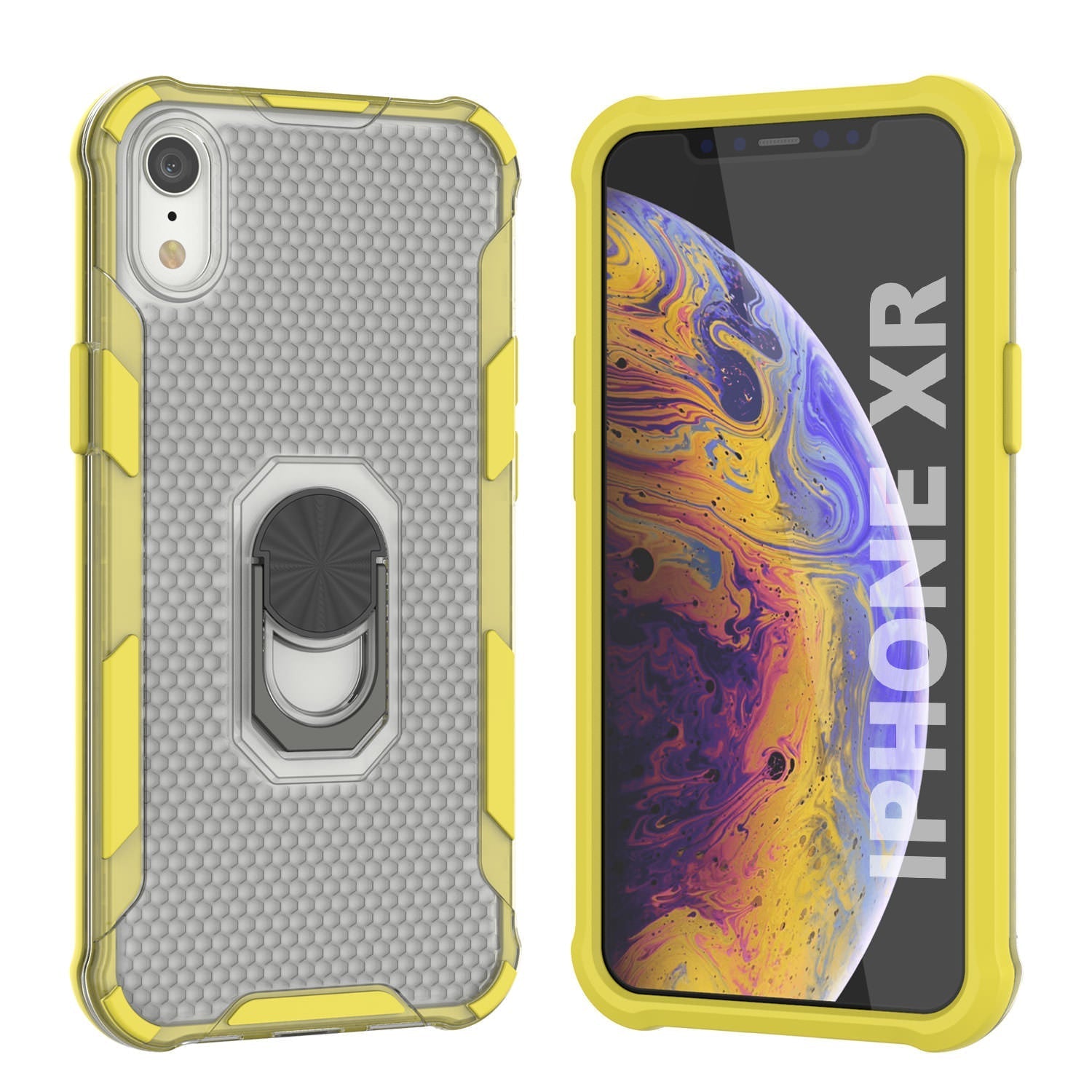 PunkCase for iPhone XR Case [Magnetix 2.0 Series] Clear Protective TPU Cover W/Kickstand [Grey]