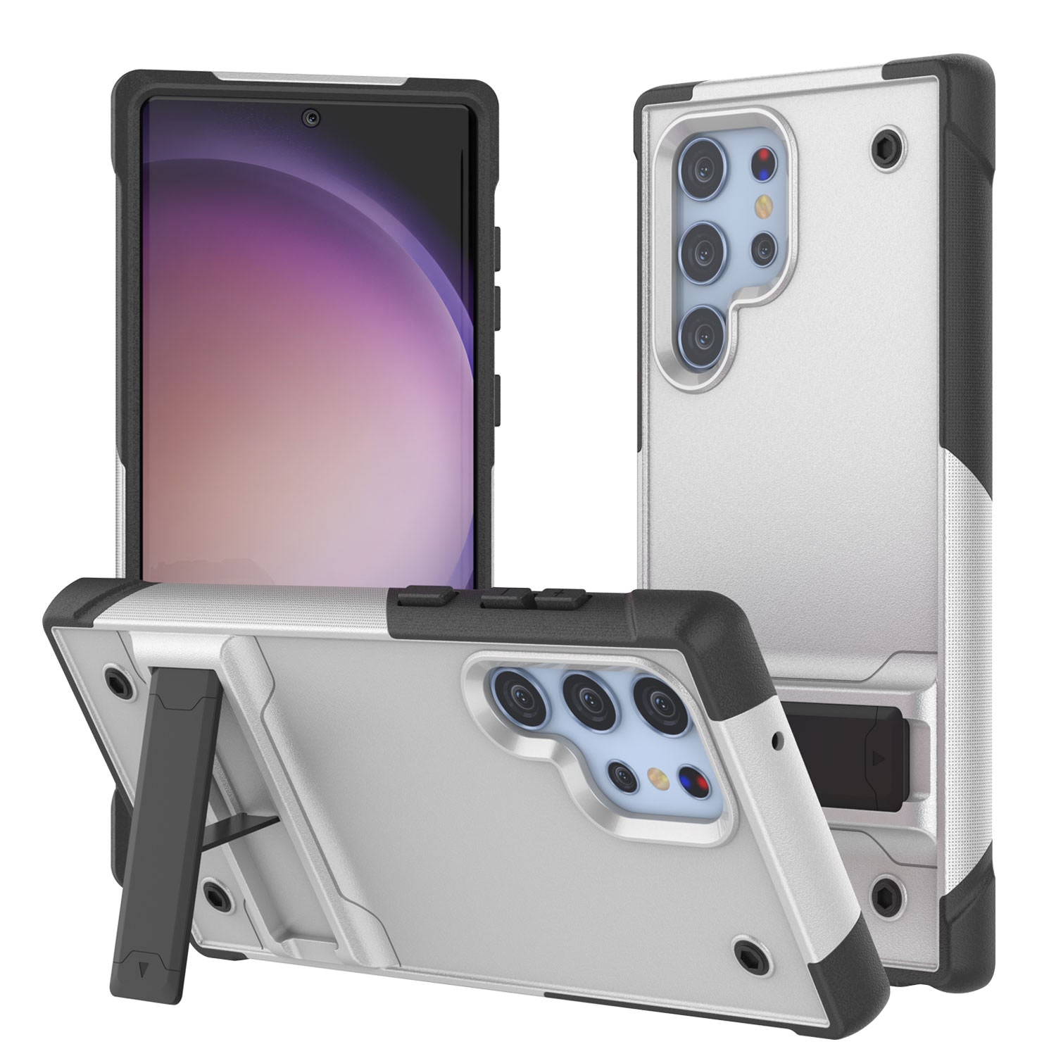 Punkcase Galaxy S23 Ultra Case [Reliance Series] Protective Hybrid Military Grade Cover W/Built-in Kickstand [Purple-Navy]