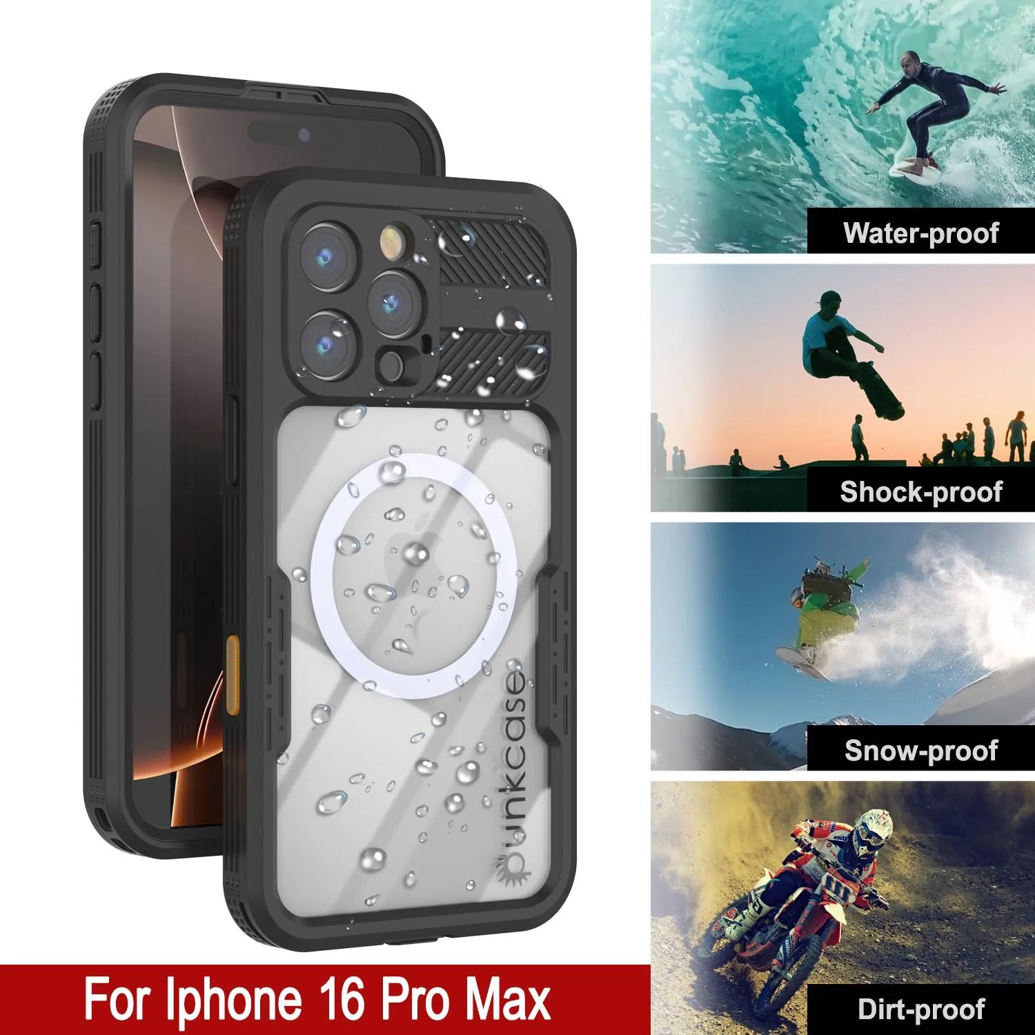 iPhone 16 Pro Max Waterproof Case [Alpine 2.0 Series] [Slim Fit] [IP68 Certified] [Shockproof] [Black]