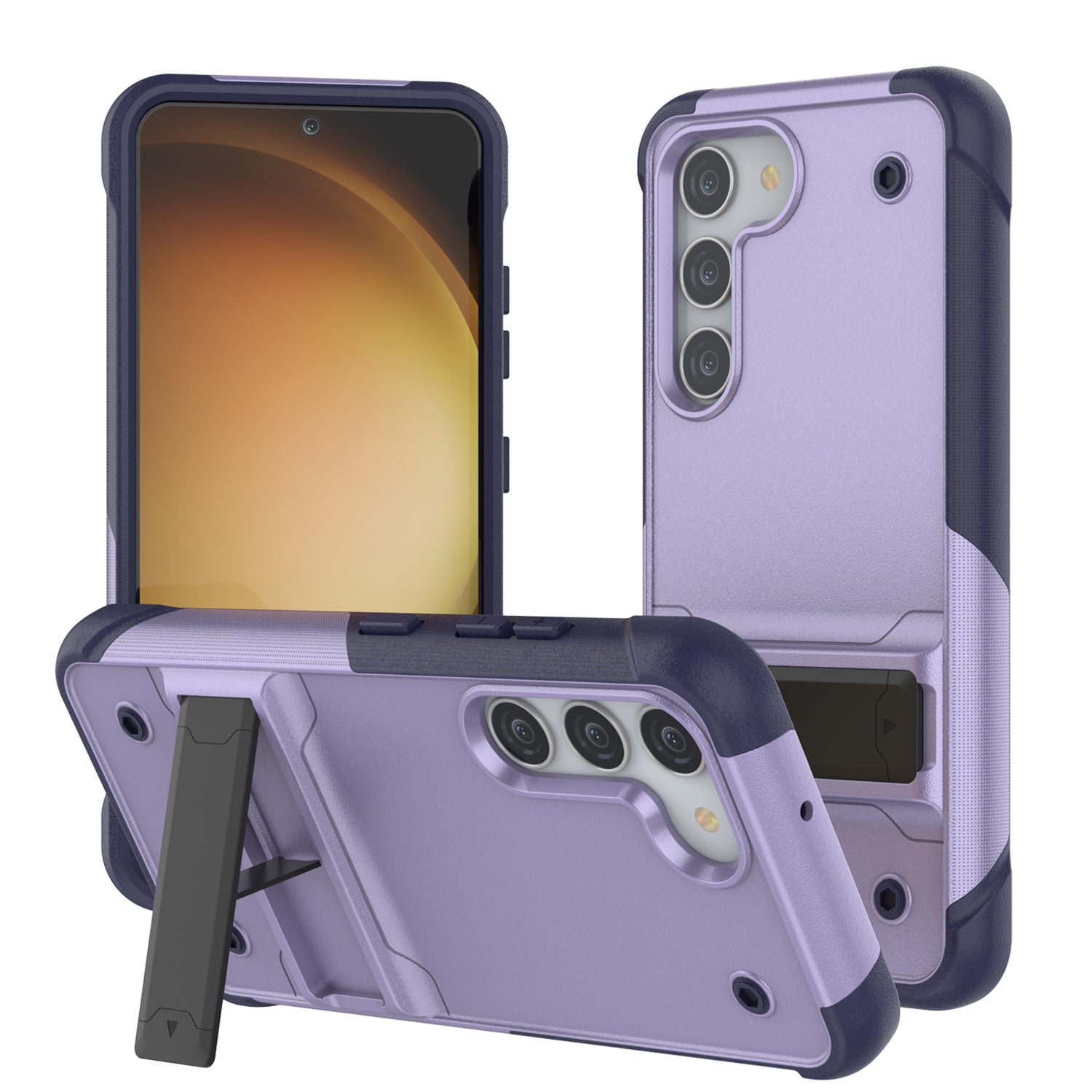 Punkcase Galaxy S23 Case [Reliance Series] Protective Hybrid Military Grade Cover W/Built-in Kickstand [Navy-Black]