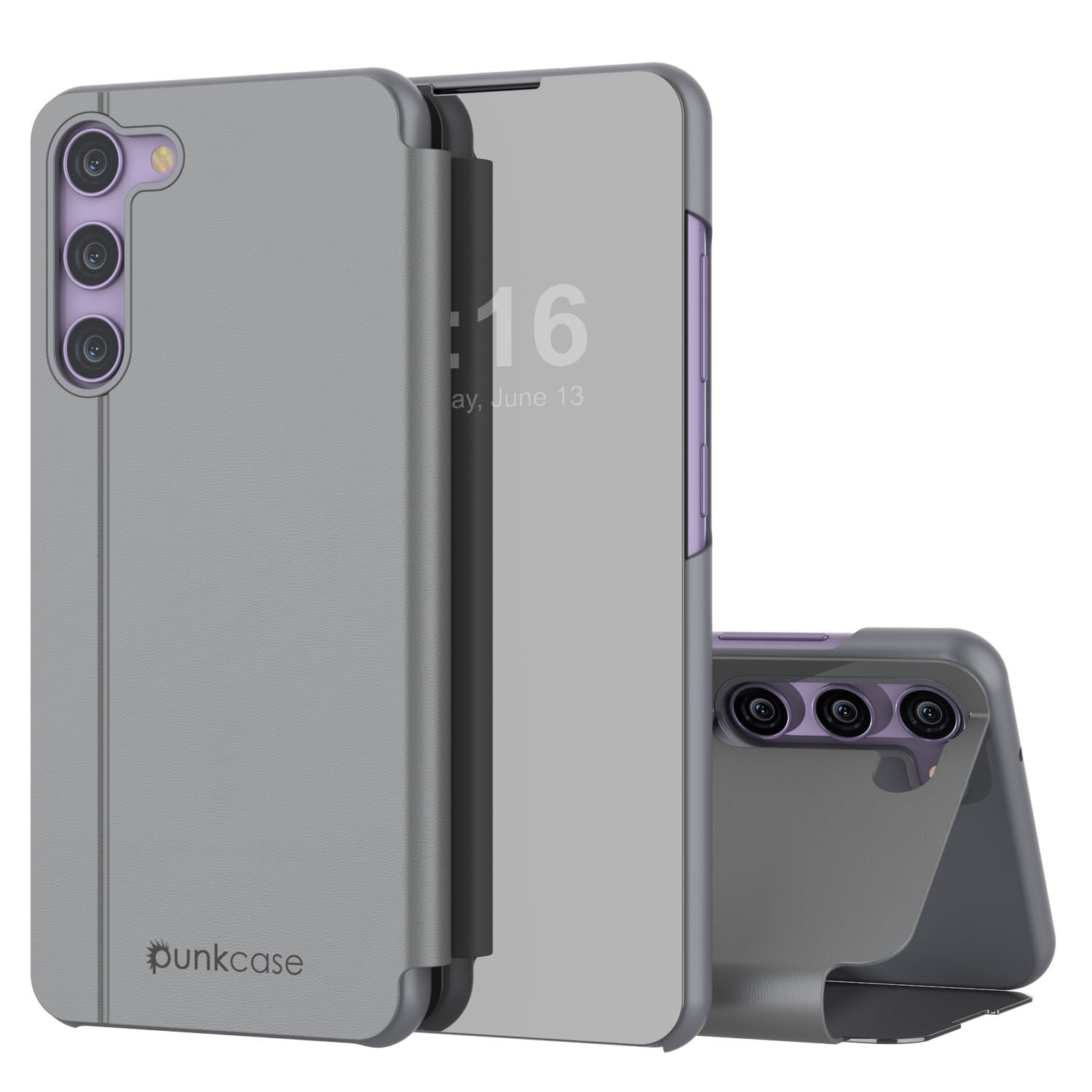 Punkcase Galaxy S23 Reflector Case Protective Flip Cover [Purple]
