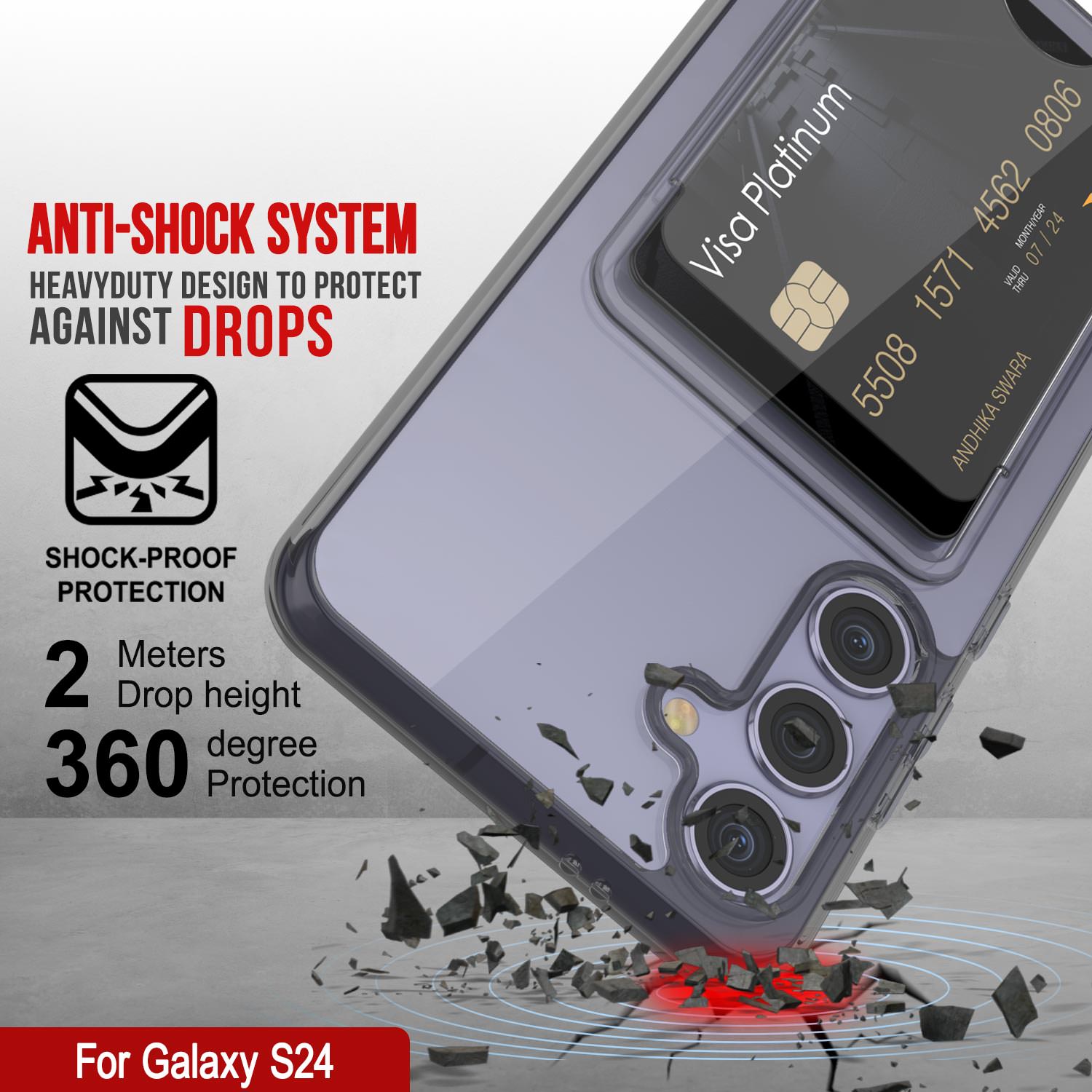 Galaxy S24 Card Holder Case [Crystal CardSlot Series] [Slim Fit] [Black]