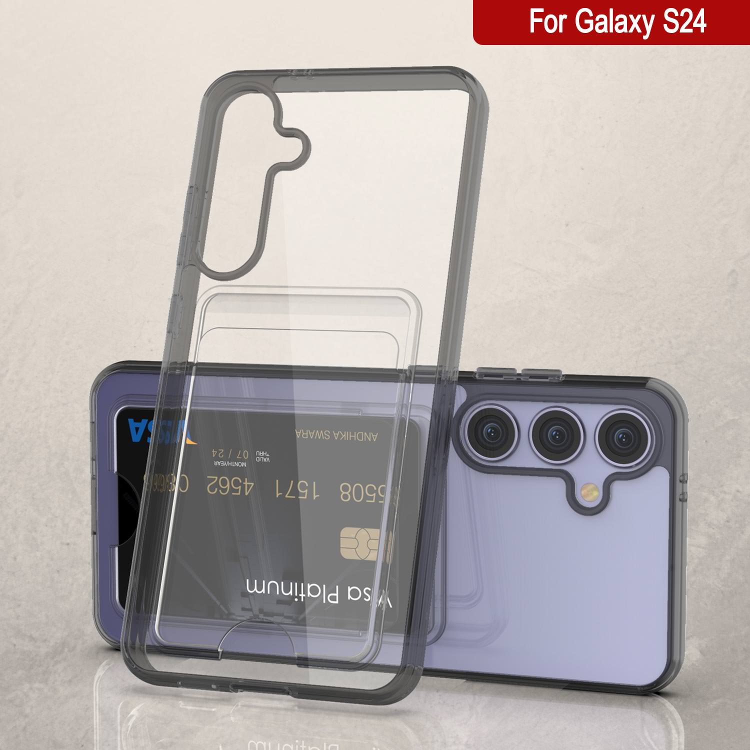 Galaxy S24 Card Holder Case [Crystal CardSlot Series] [Slim Fit] [Black]